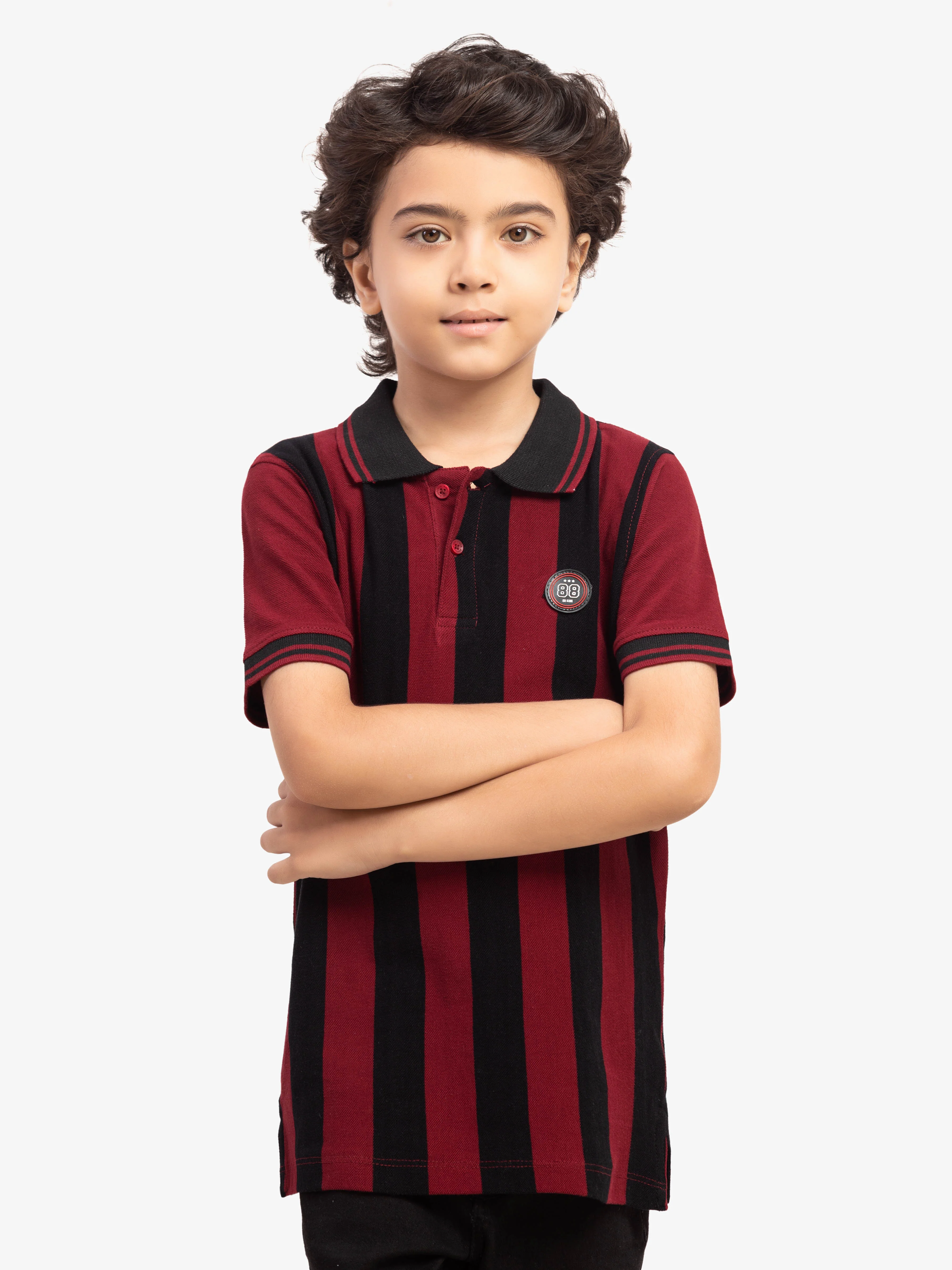 Boy's Black & Maroon Polo Shirt - EBTPS6-050