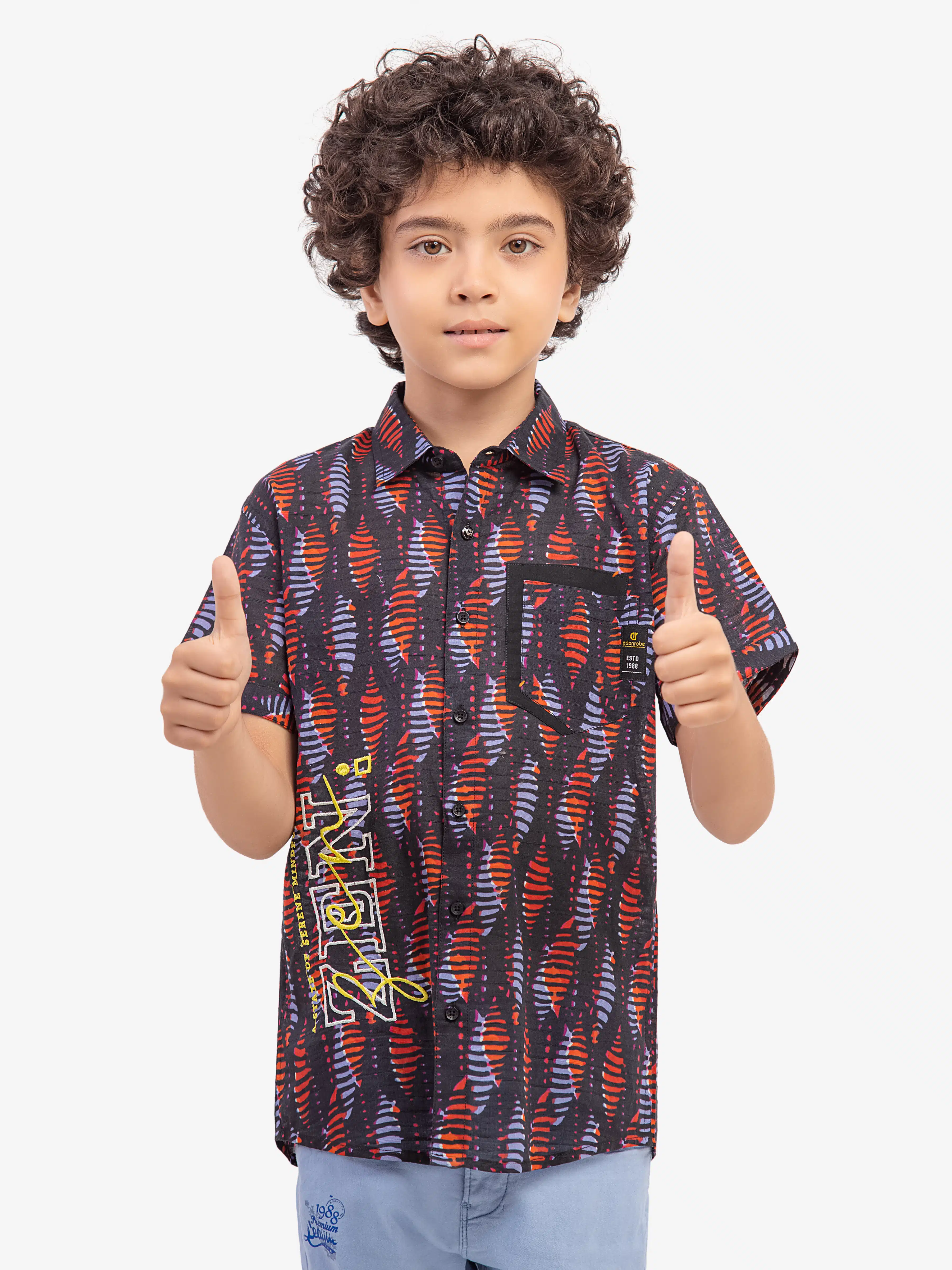 Boy's Black Multi Shirt - EBTS5-27637 - Image 2