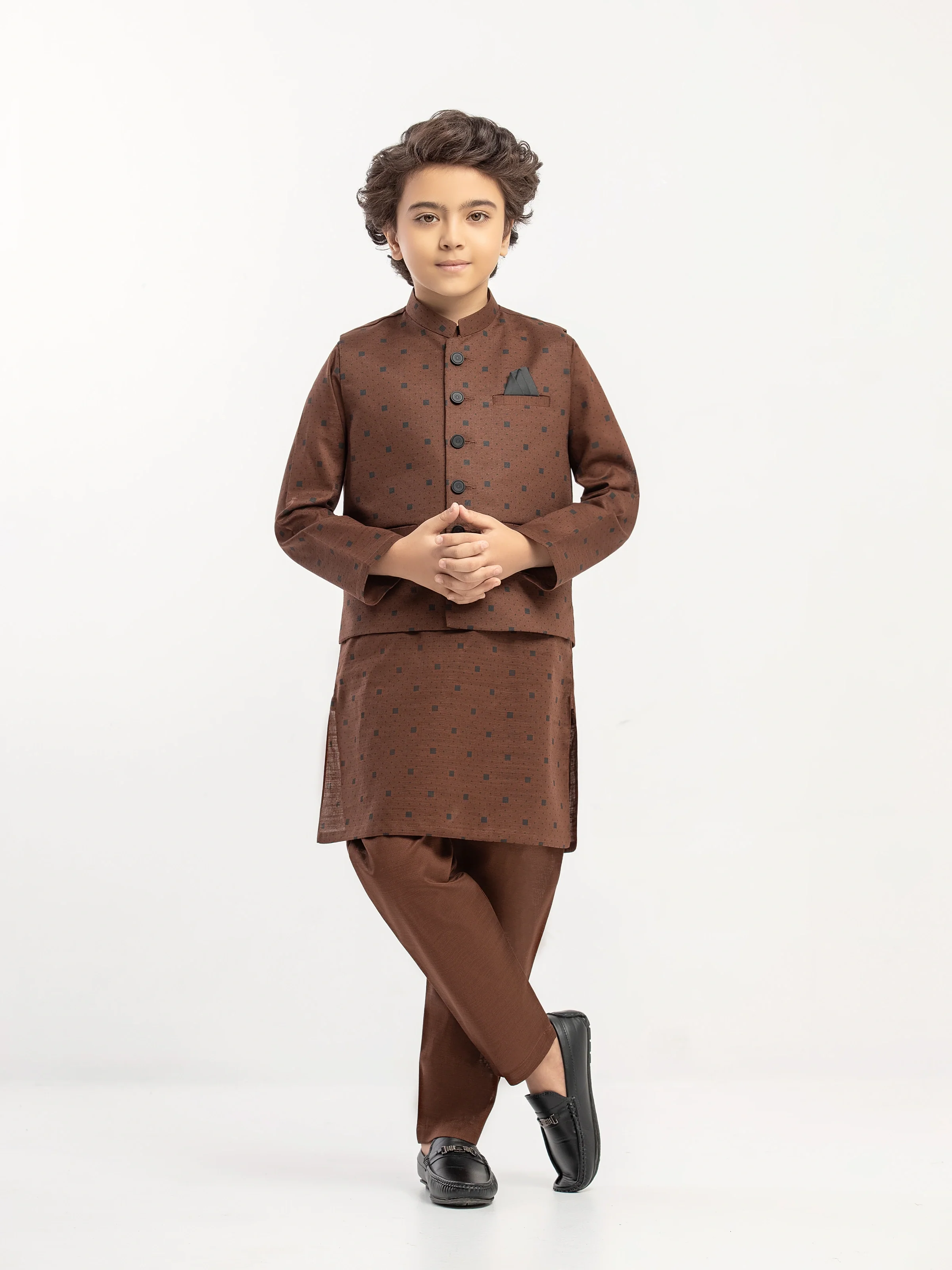 Boy's Brown Waist Coat Suit - ECBTWCS5-067