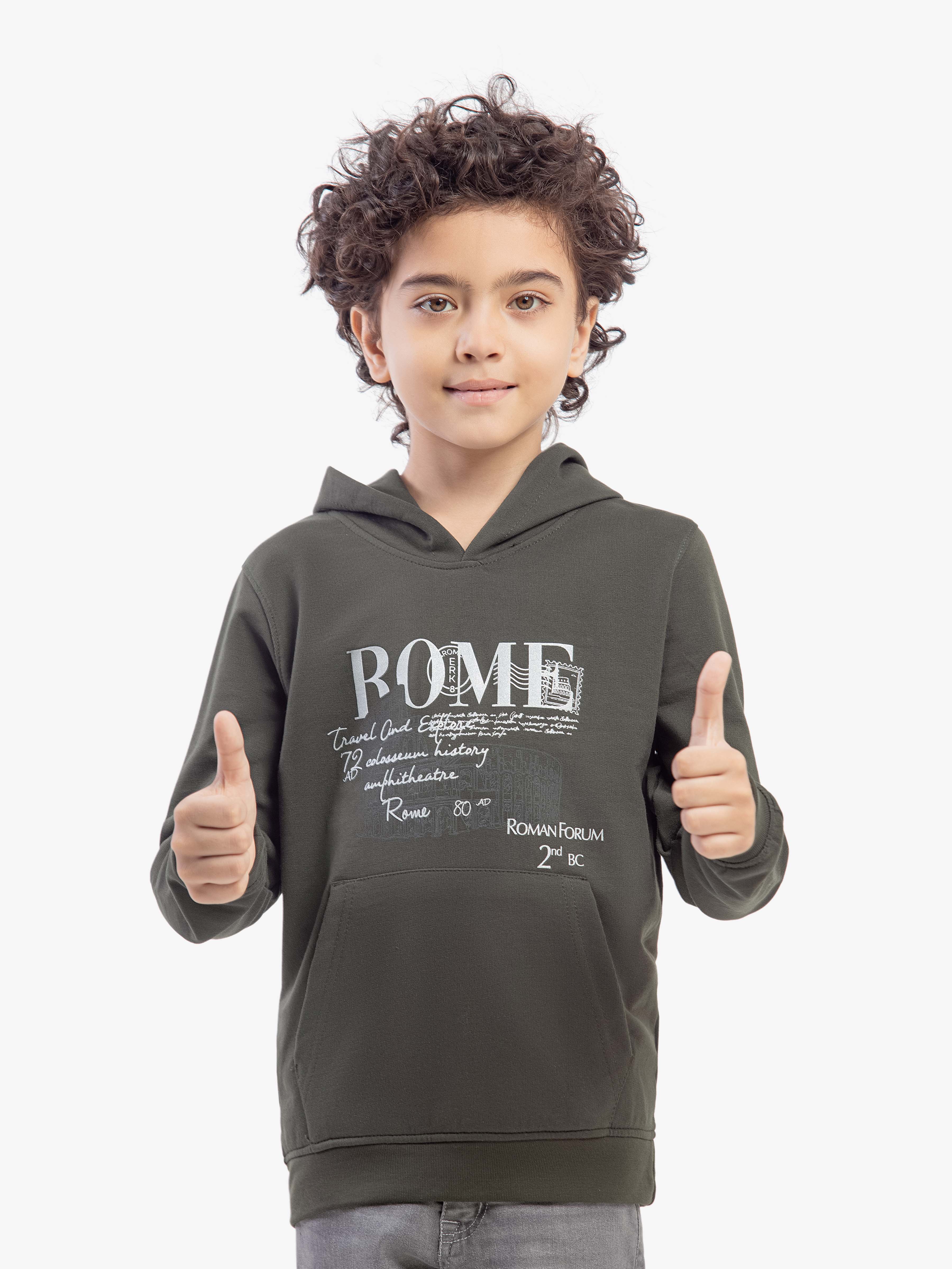 Boy's Dark Olive Hoodie - EBTH5-002