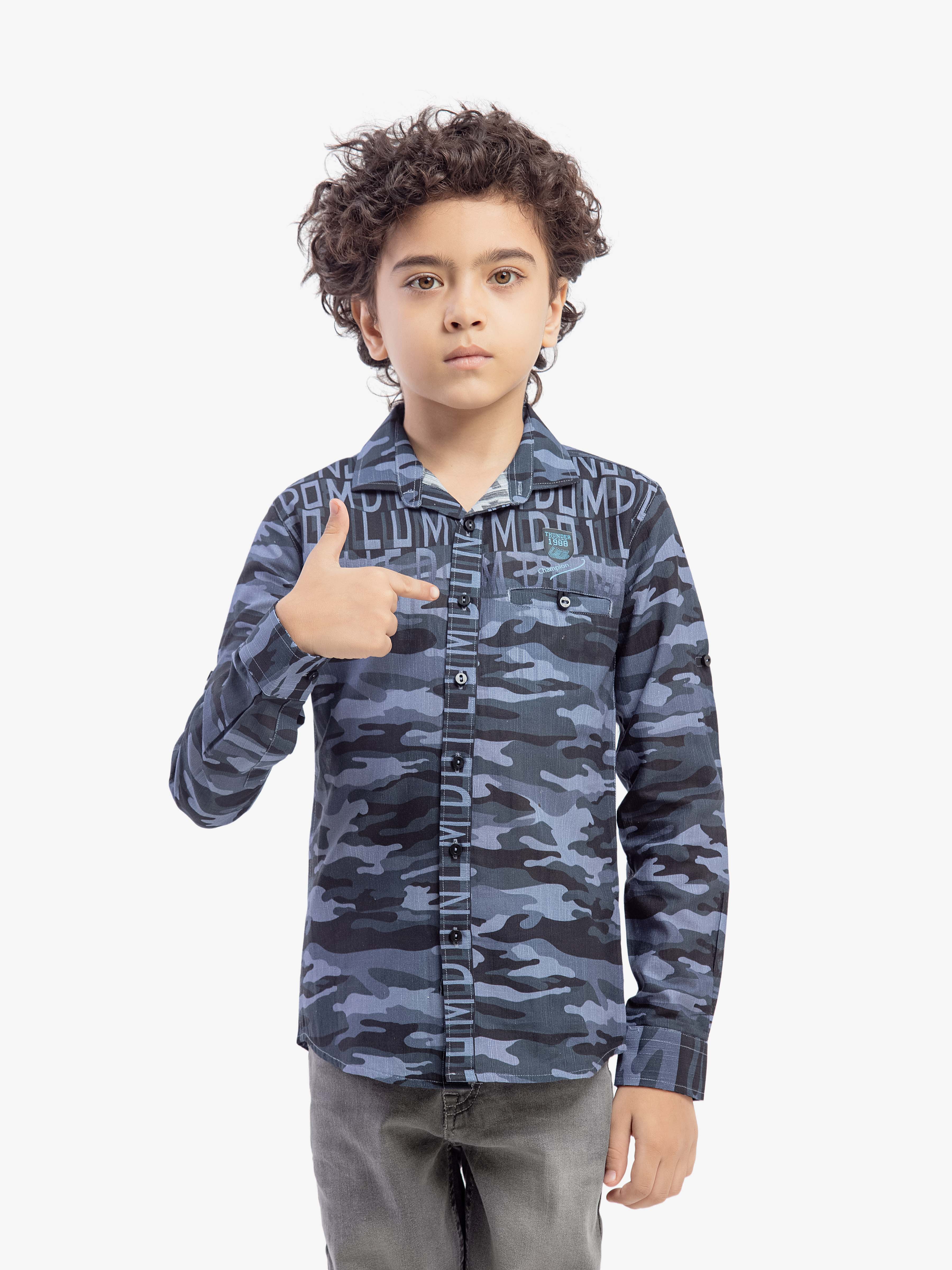 Boy's Grey Multi Shirt - EBTS5-27624