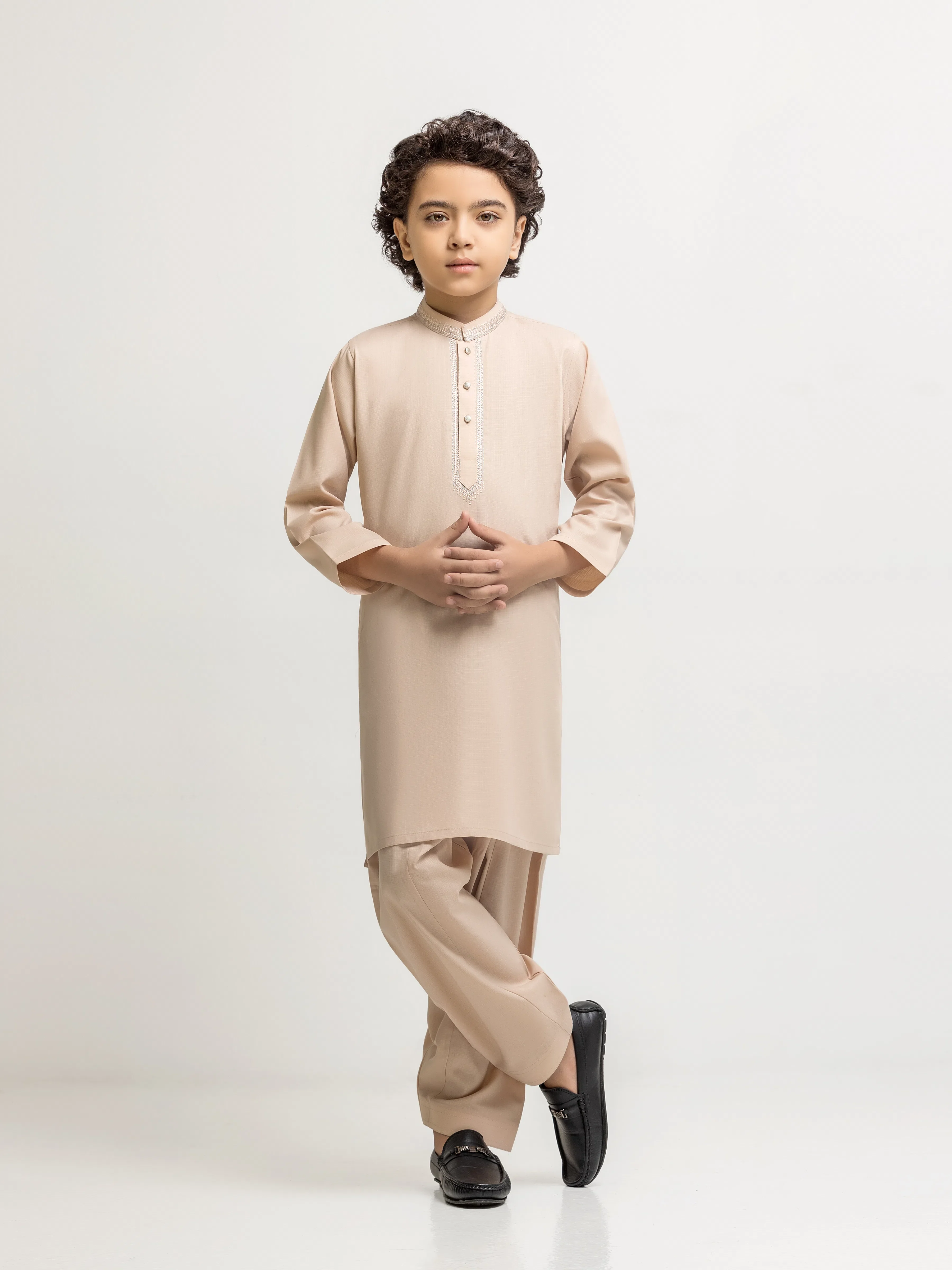 Boy's Light Peach Kurta Shalwar - EBTKS5-4078