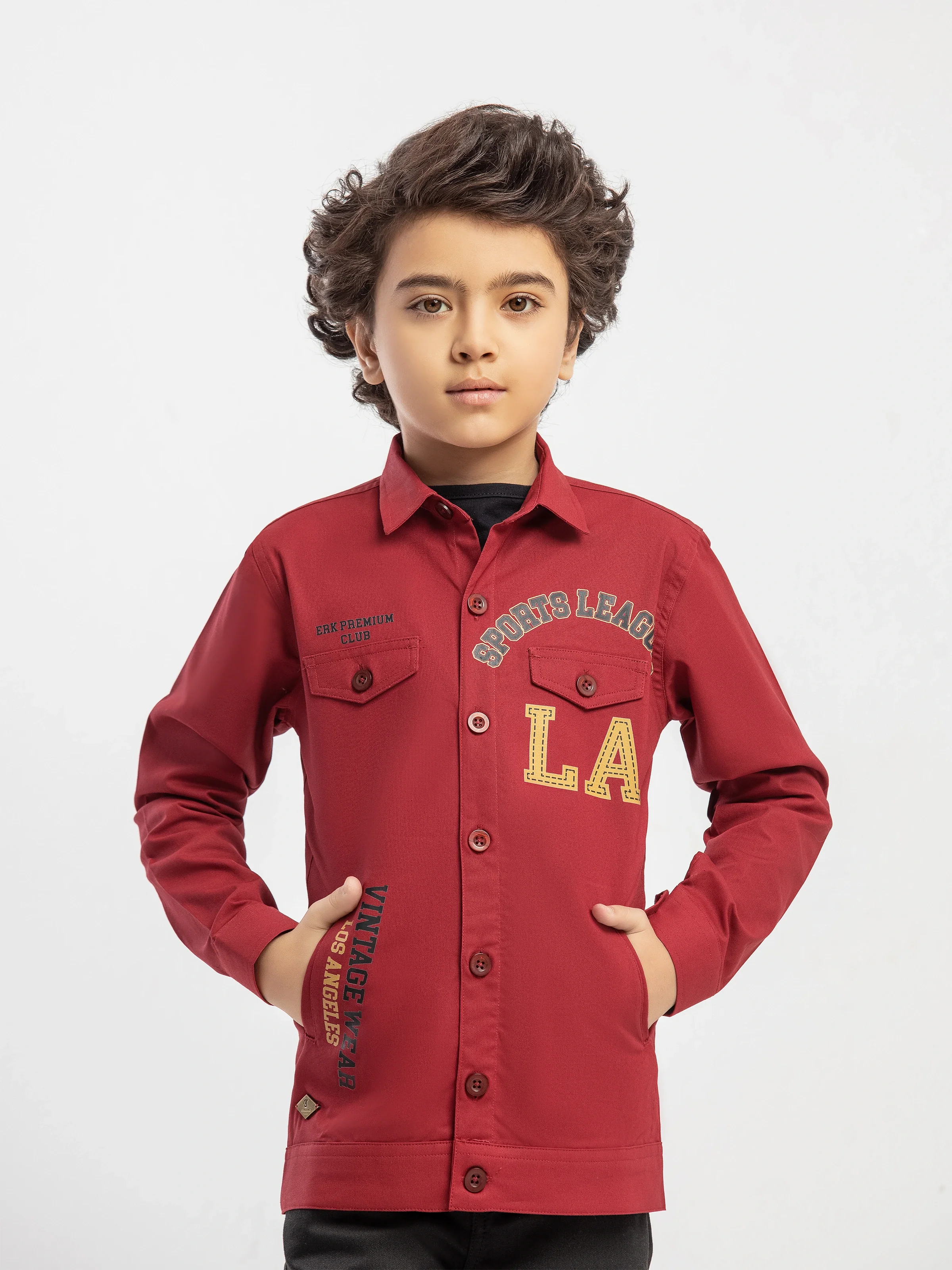 Boy's Maroon Shacket - EBTJS5-003