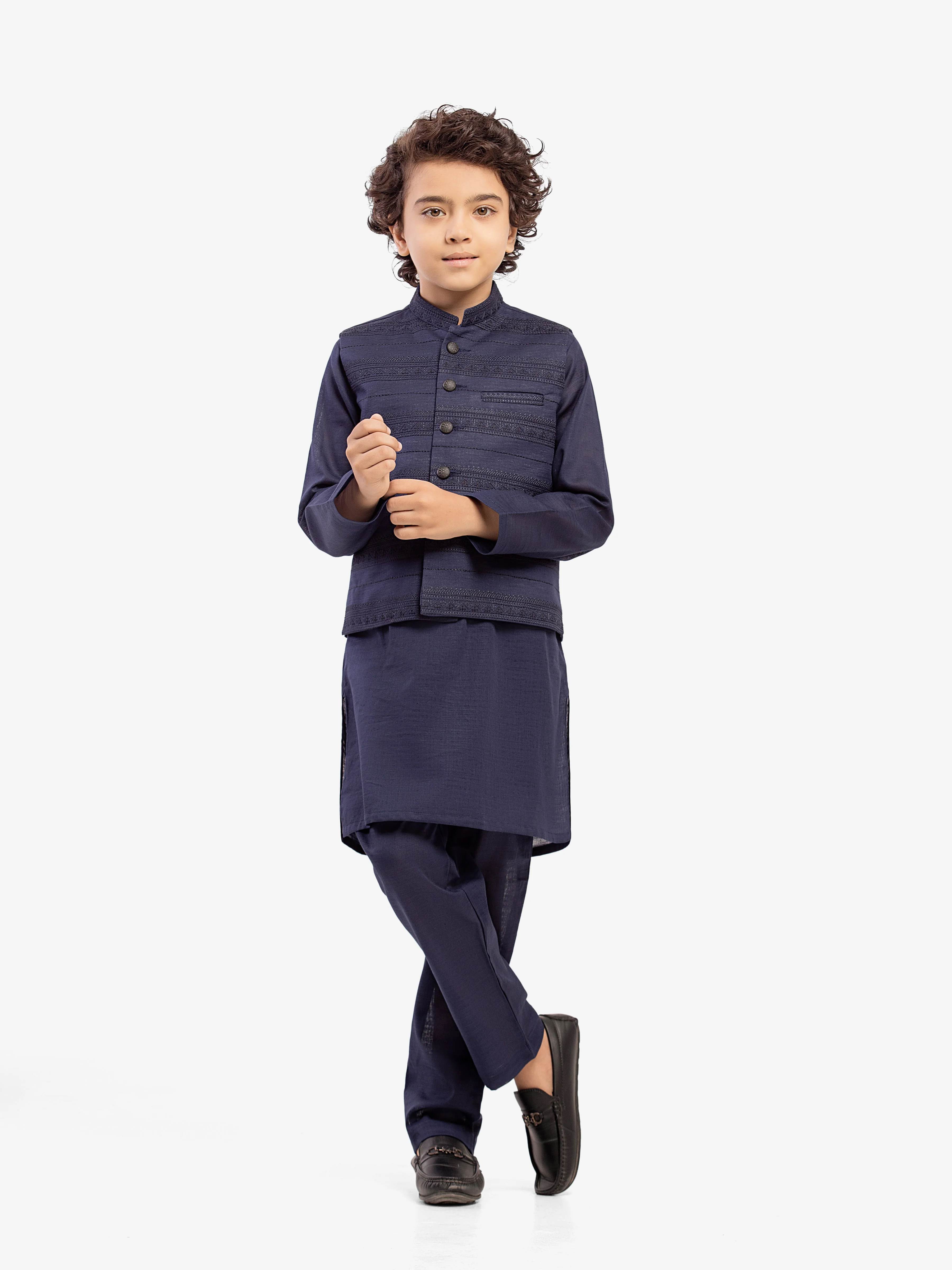 Boy's Navy Blue Waist Coat Suit - EBTWCS5-25216
