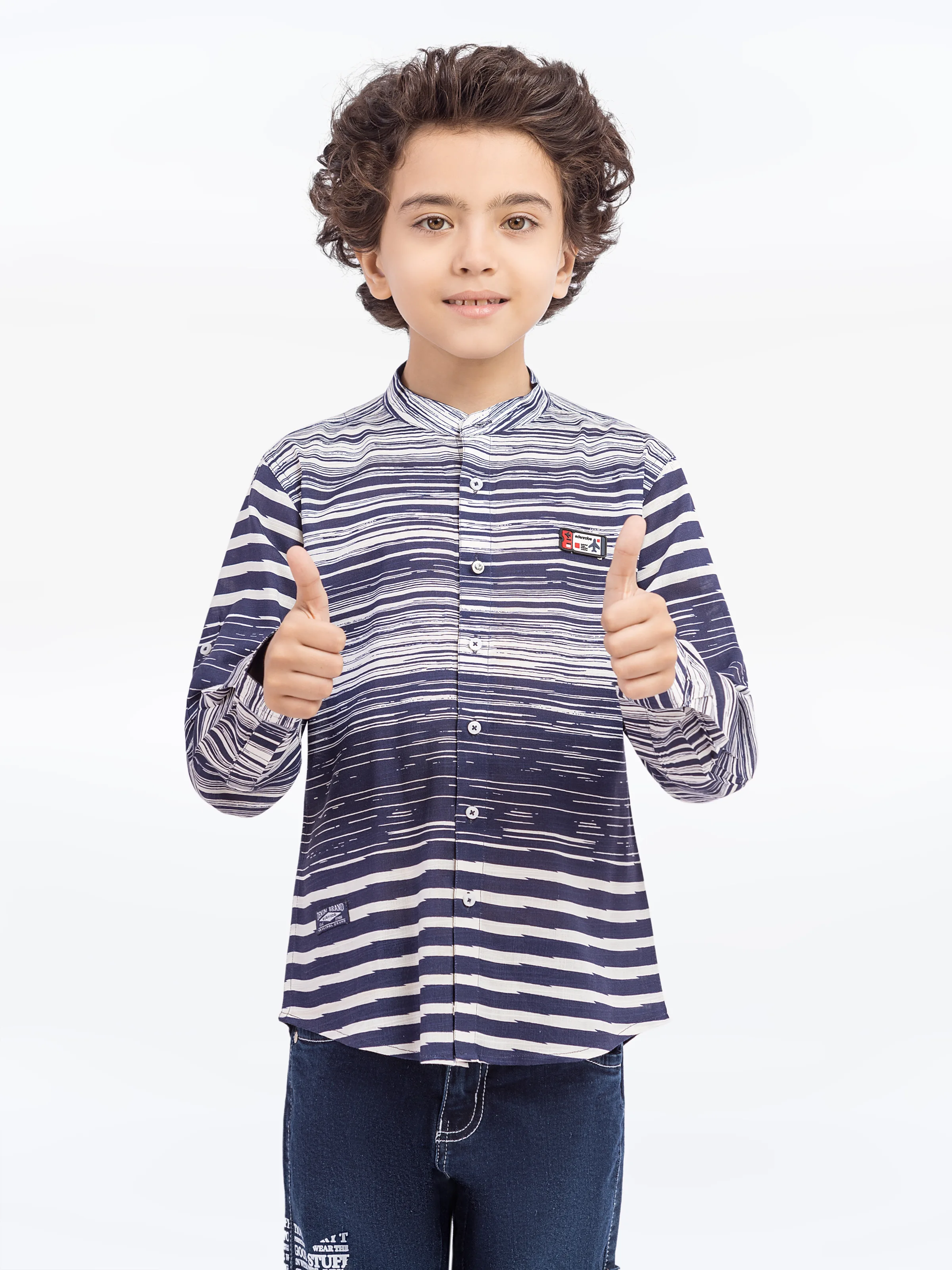 Boy's Navy & White Shirt - EBTS5-27611
