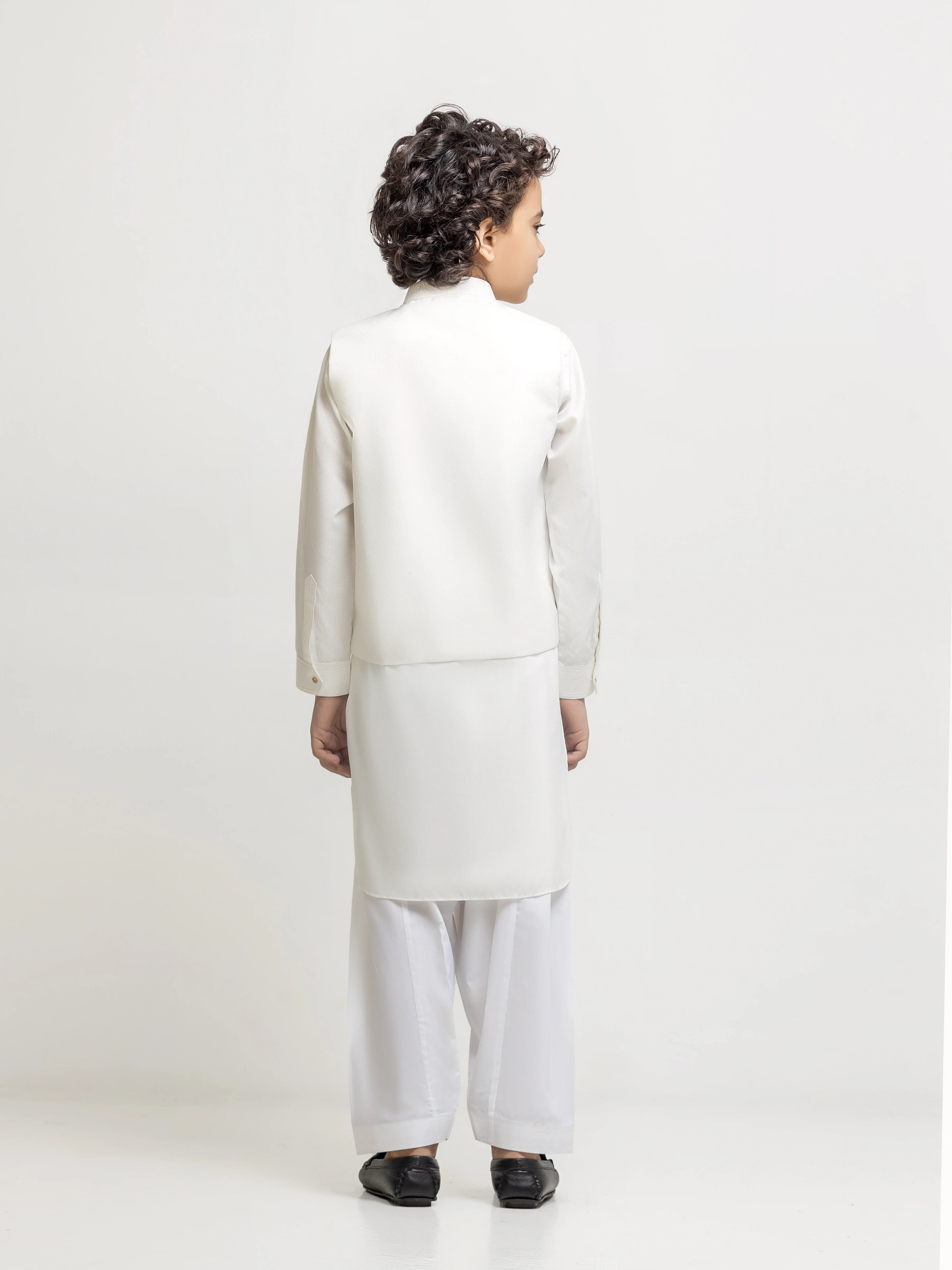 Boy's Off White Waist Coat Suit - ECBTWCS6-095 - Image 5