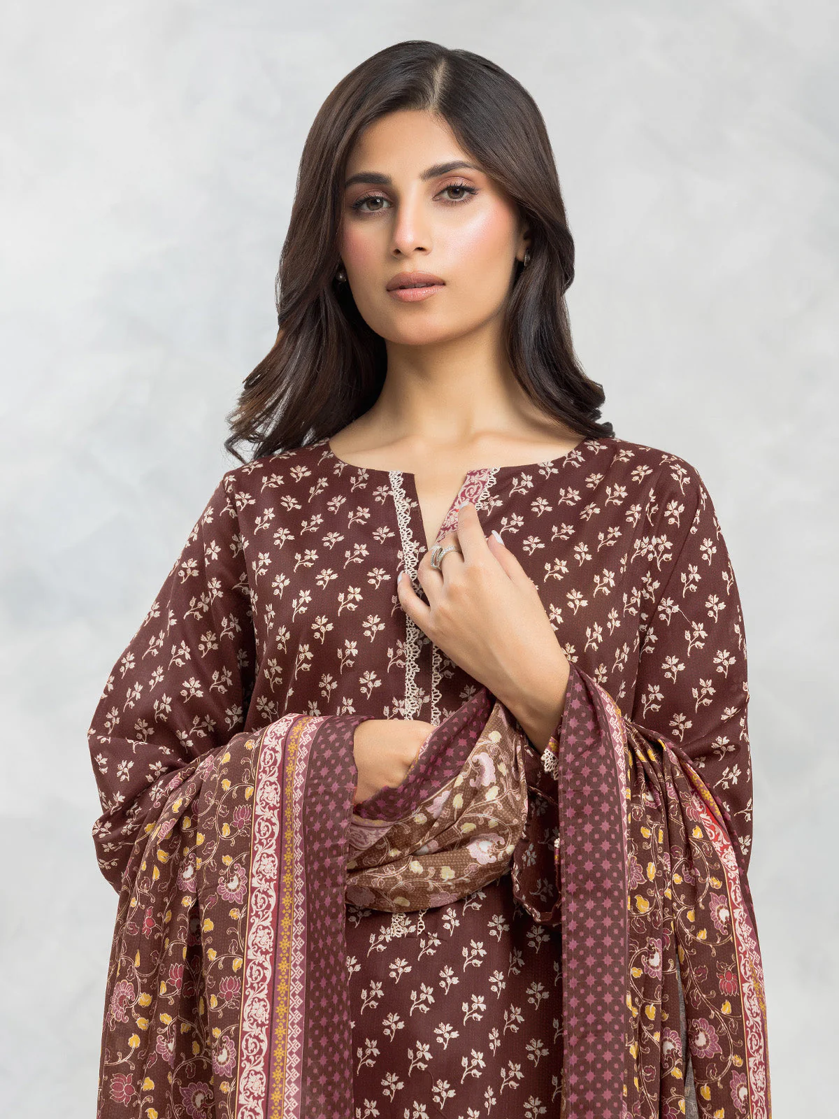 Unstitched Printed Viscose Shirt Dupatta - EWU24A4-29189SD