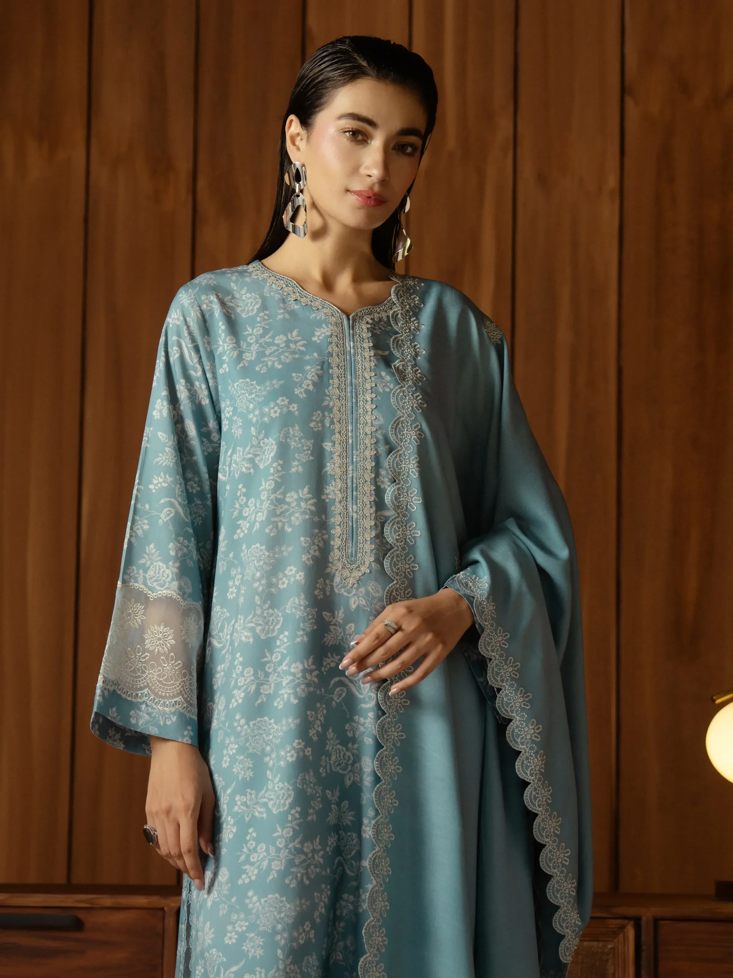 Unstitched Embroidered Marina Twill Shirt Trouser - EWU24V14-30183ST