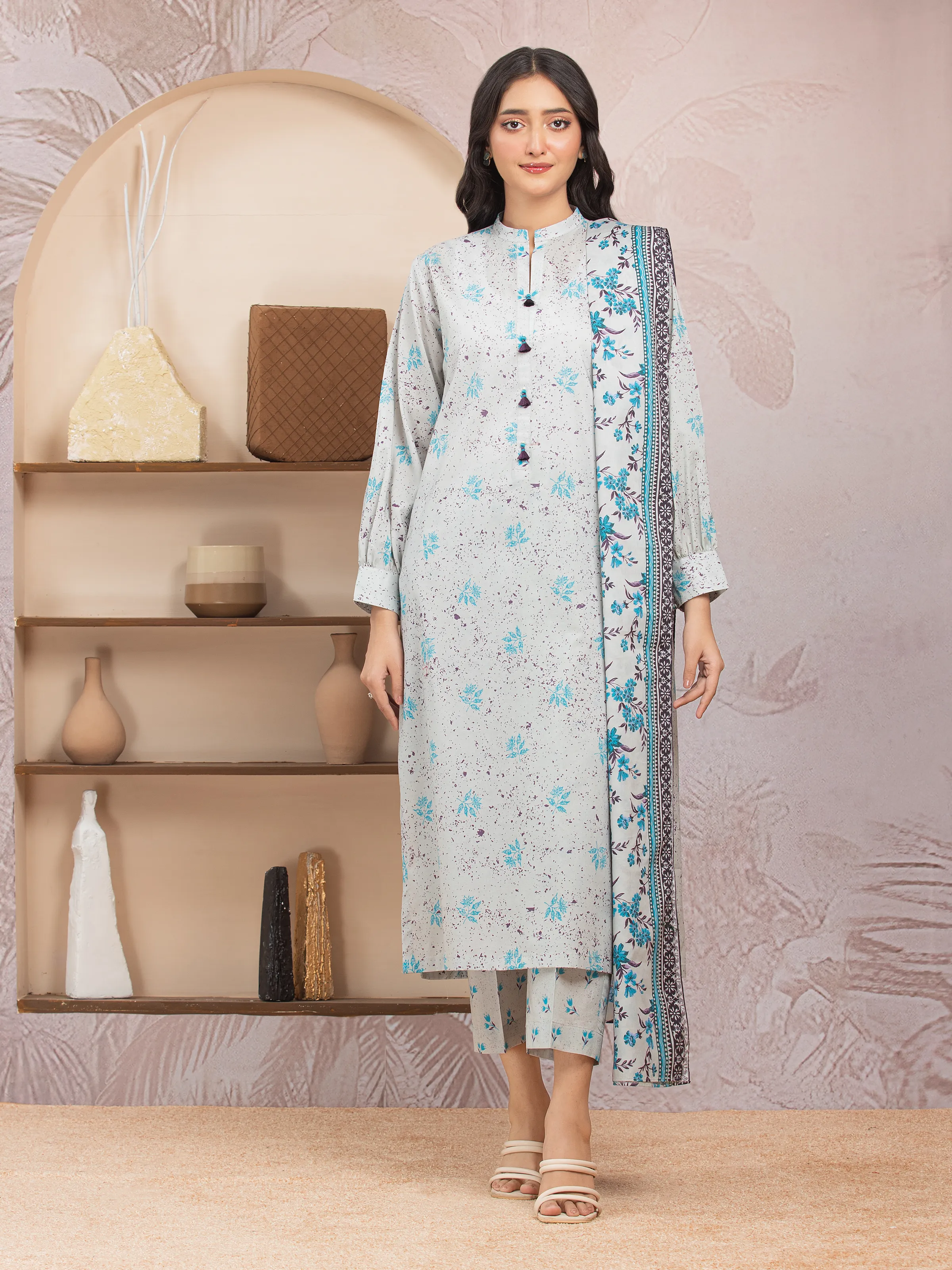 Unstitched Printed Lawn Shirt Trouser - EWU5A1-35017ST