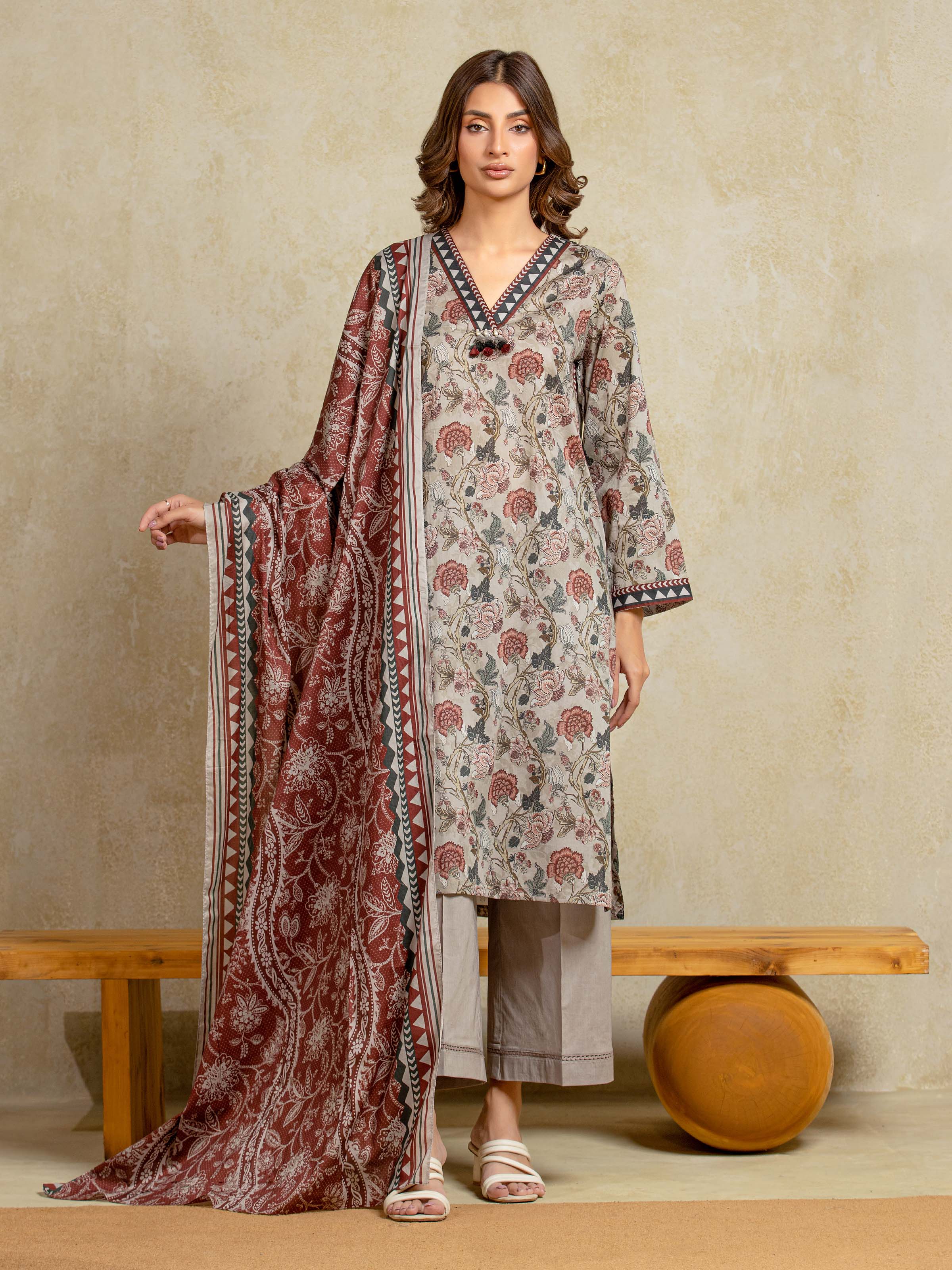 Unstitched Printed Khaddar Suit - EWU5A3-35959-3P