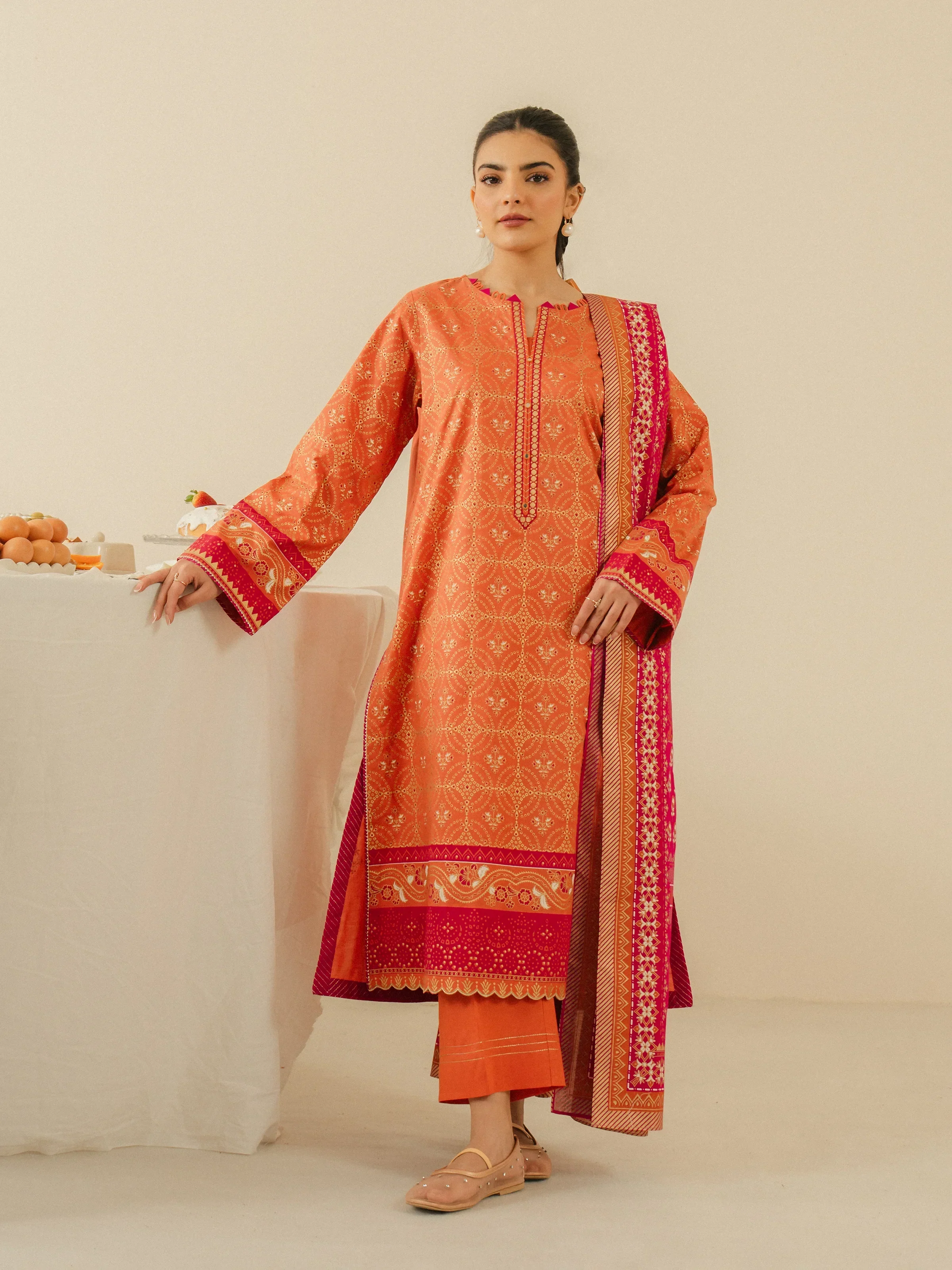 Unstitched Block Print Cambric Shirt Trouser - EWU5M1-017ST - Image 2