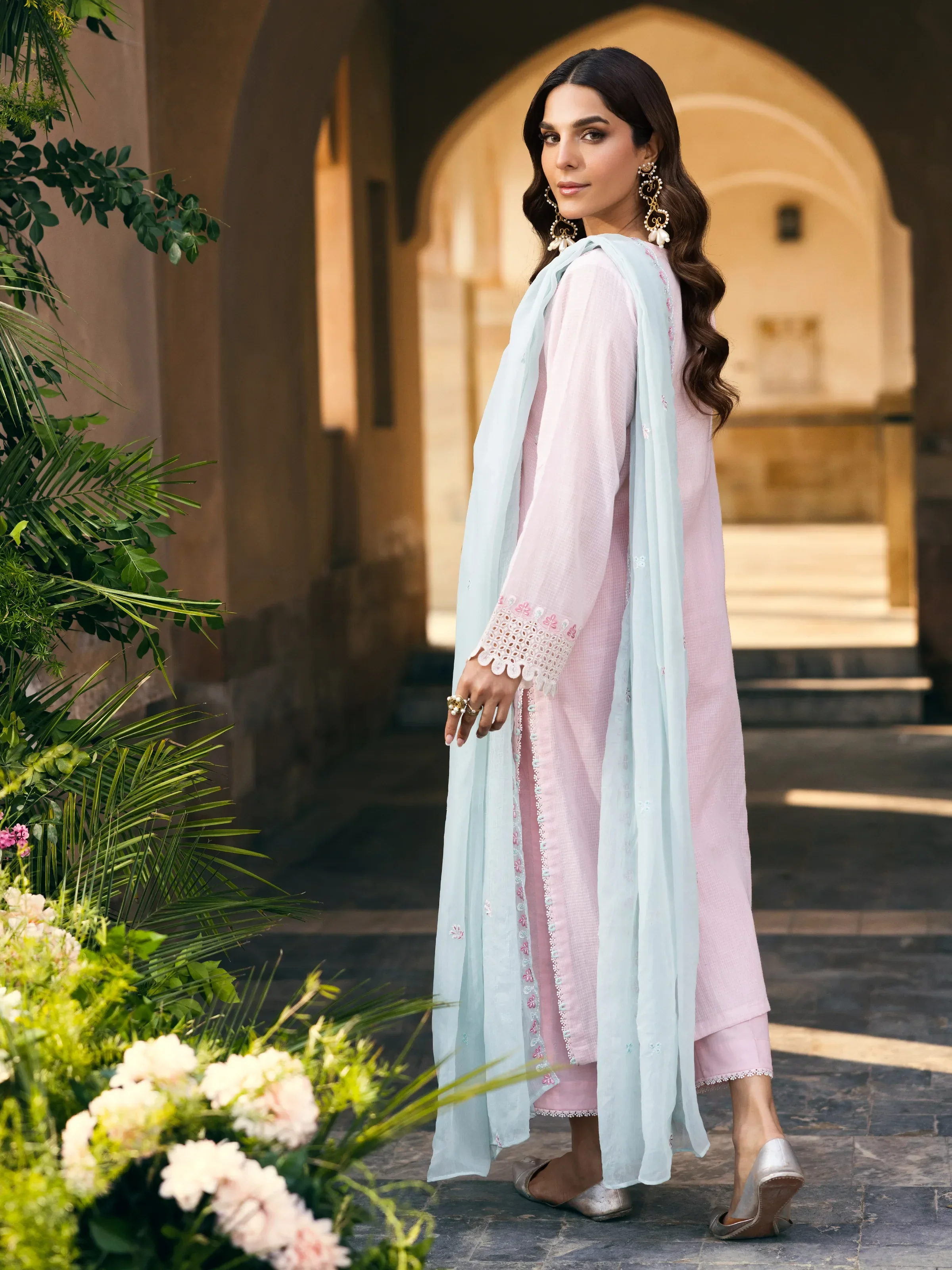 Unstitched Embroidered Lawn Shirt Dupatta - EWU5V1-31236SD - Image 2
