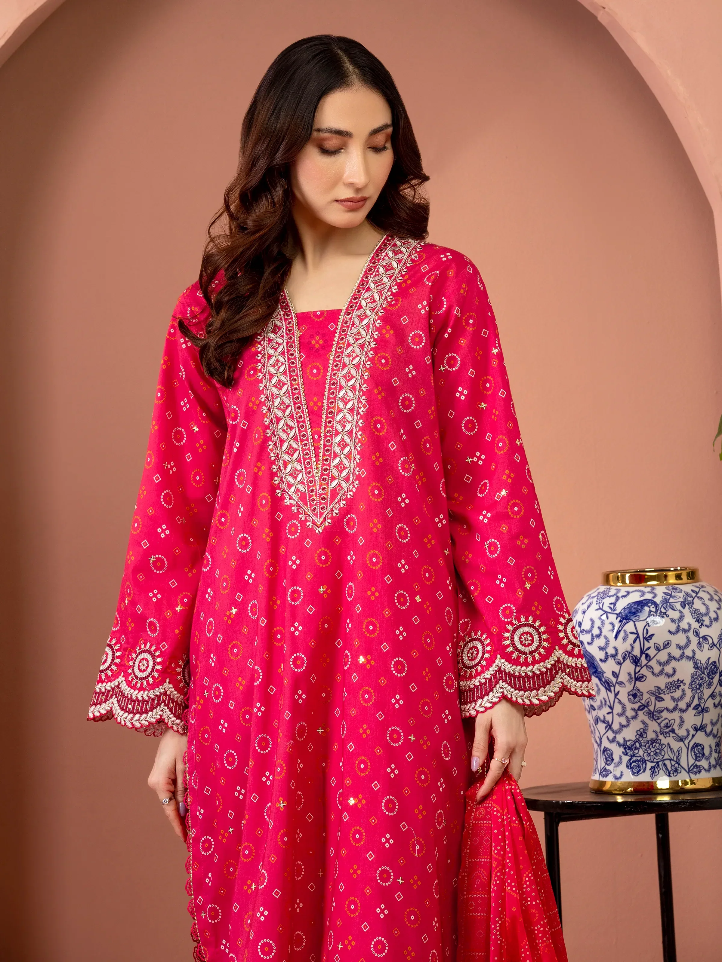 Unstitched Embroidered Lawn Shirt Trouser - EWU5V1-31418ST