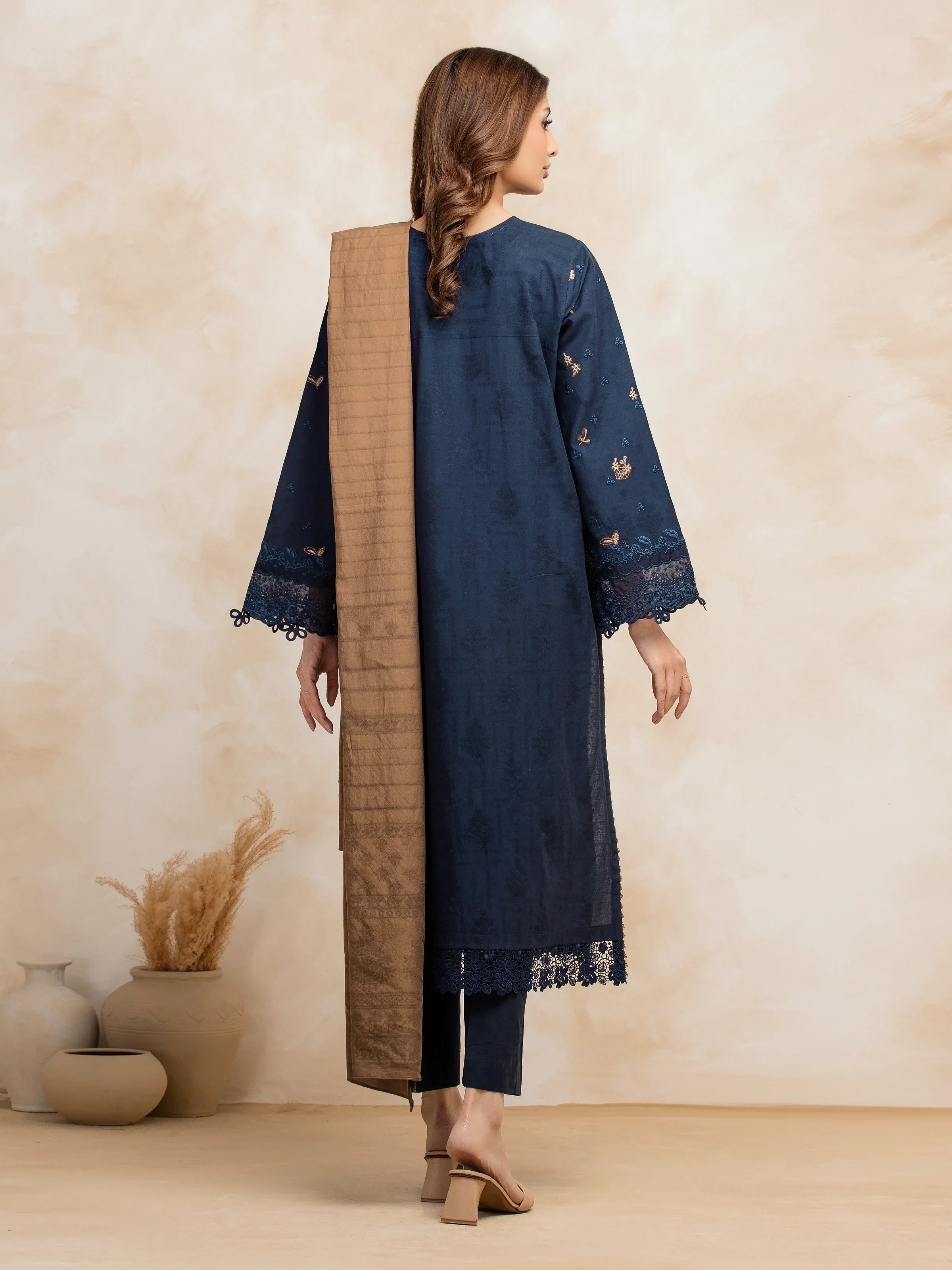 Unstitched Embroidered Jacquard Shirt - EWU5V3-31151S - Image 5