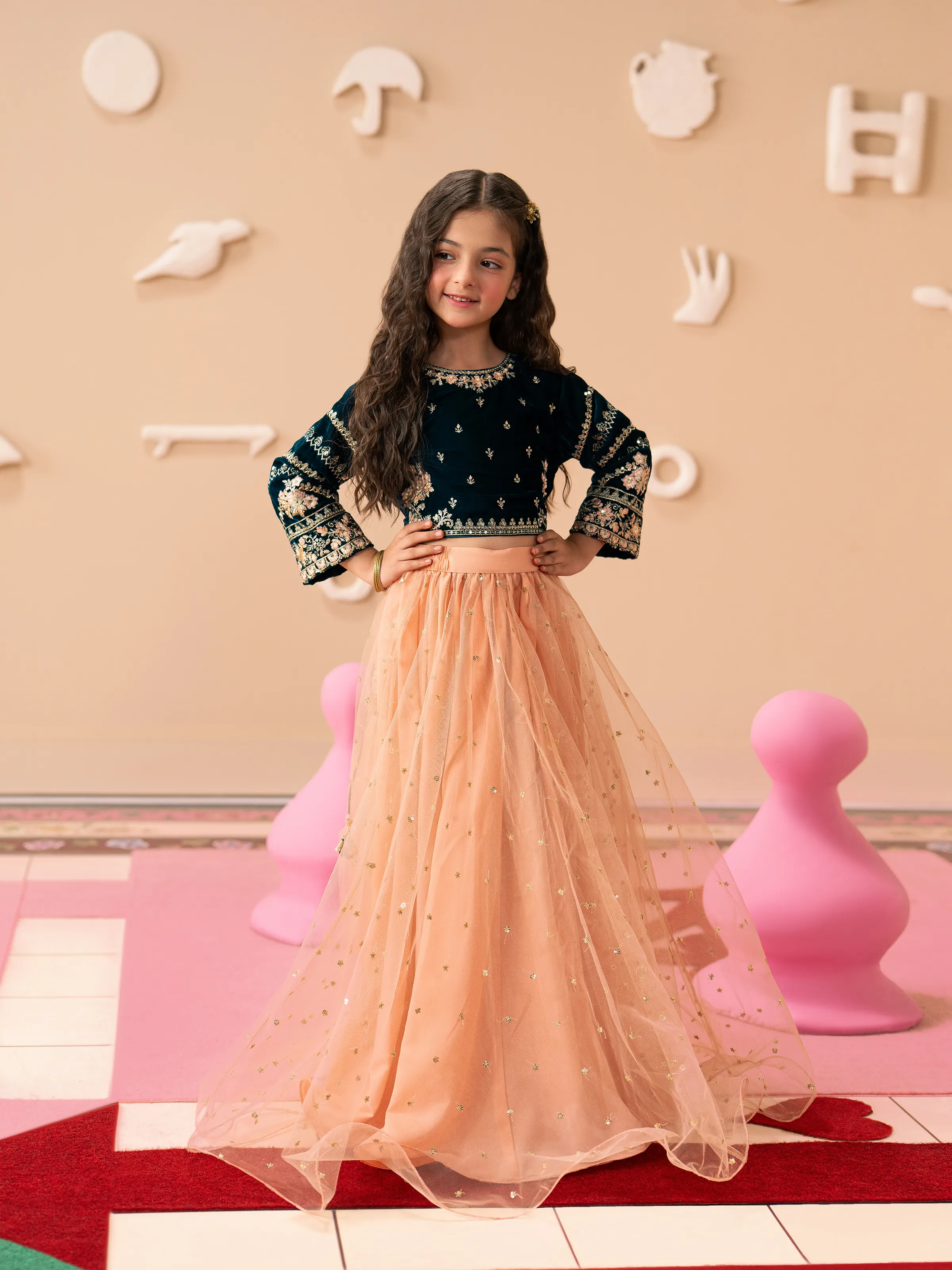 Girl's Dark Teal Pret - EGTPLE5-50046-3P