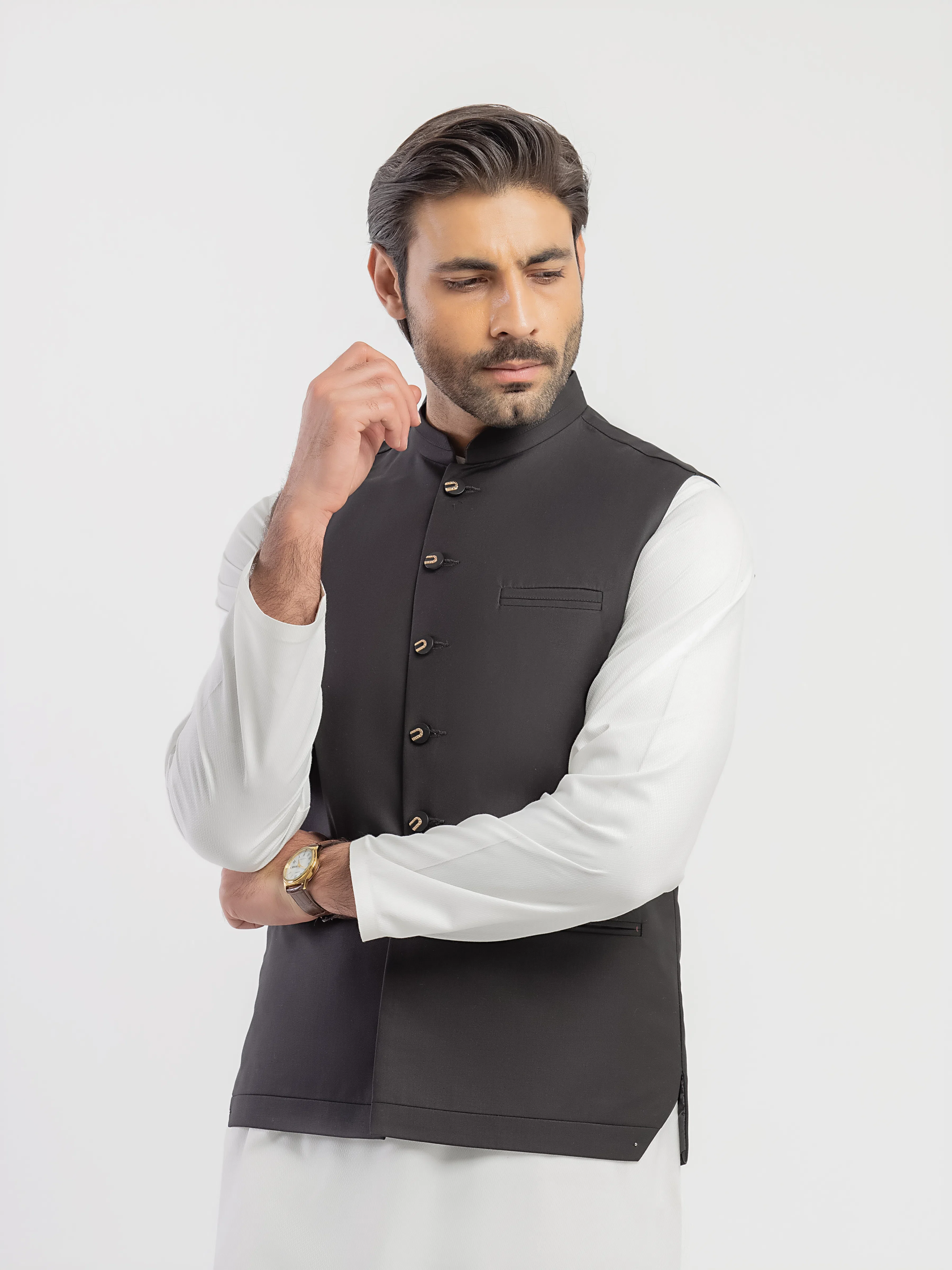 Men's Black Waist Coat - EMTWCP5-35974