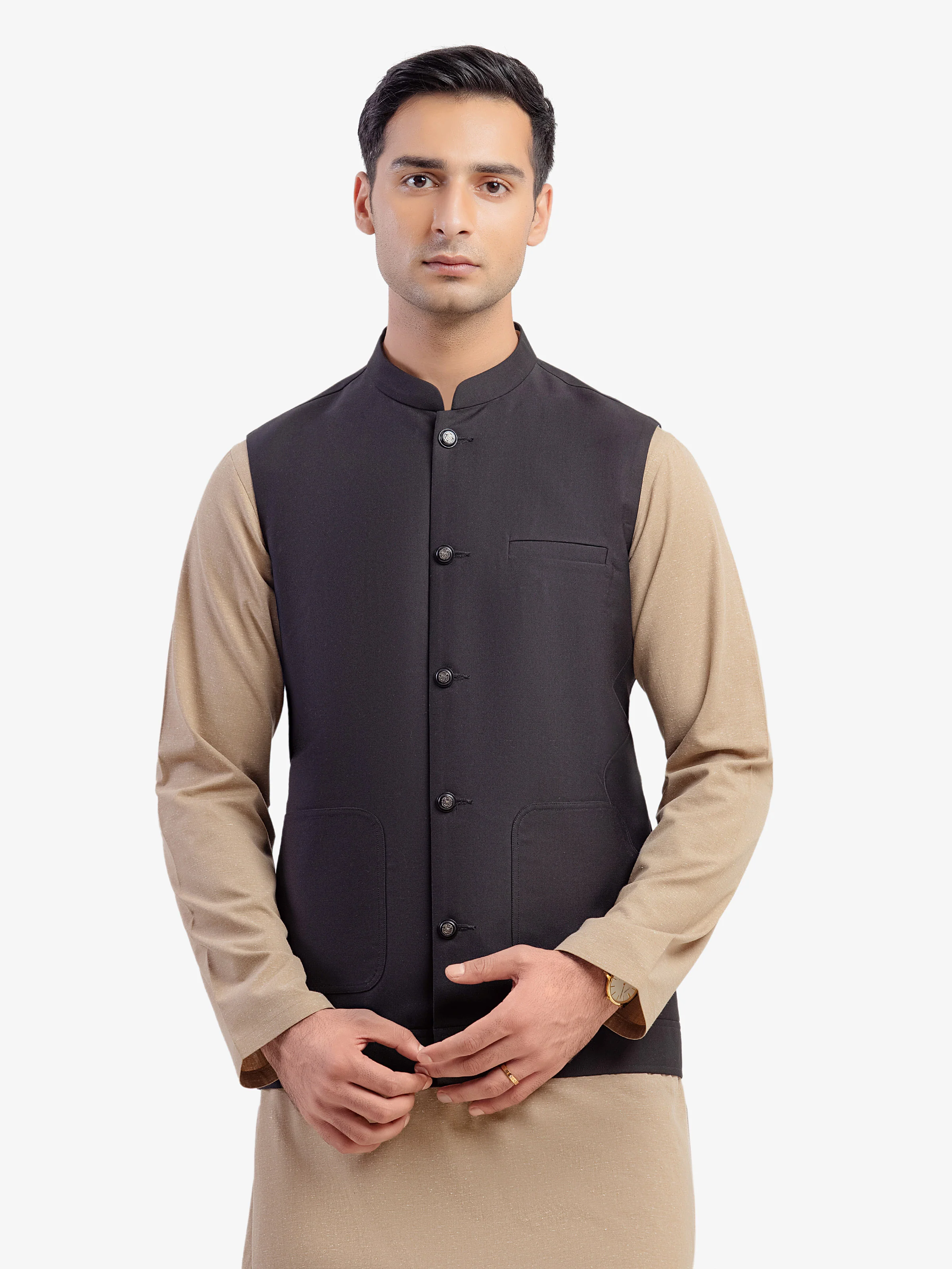 Men's Black Waist Coat - EMTWCP5-35991