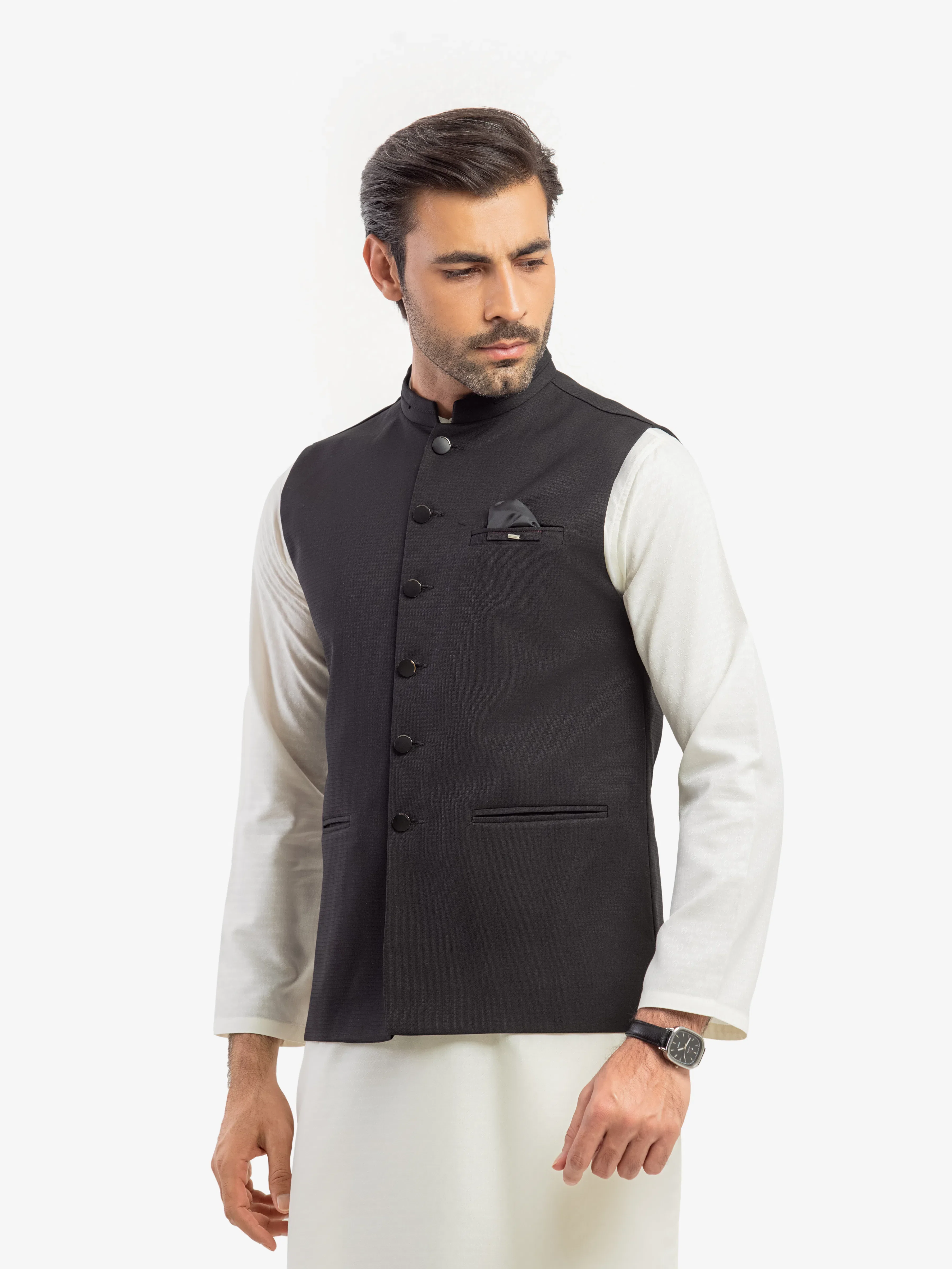Men's Black Waist Coat - EMTWCP5-35998