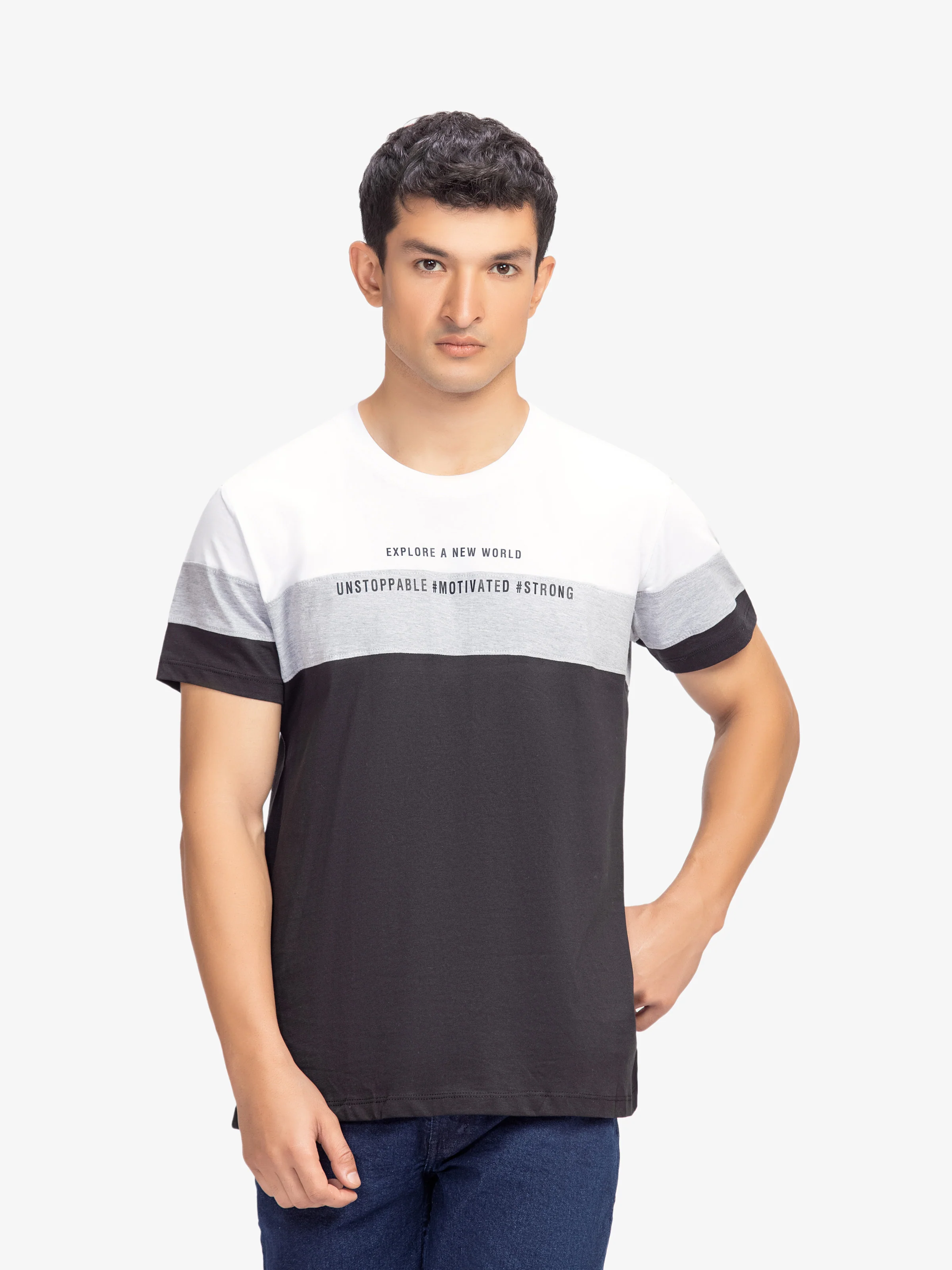 Men's Black & White Graphic Tee - EMTGT6-032