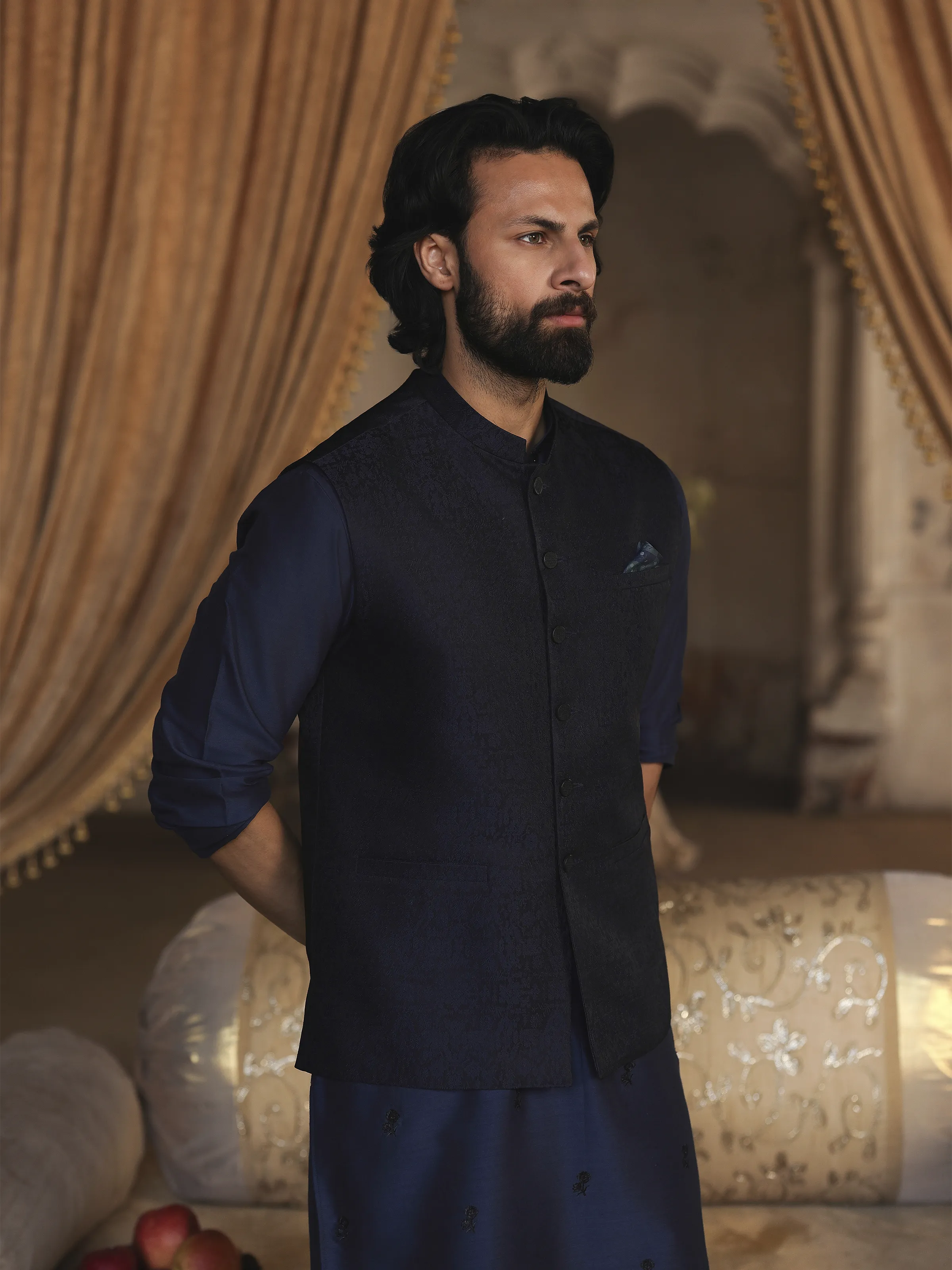 Men's Blue Waist Coat Suit - ECMTWCS5-020 - Image 2