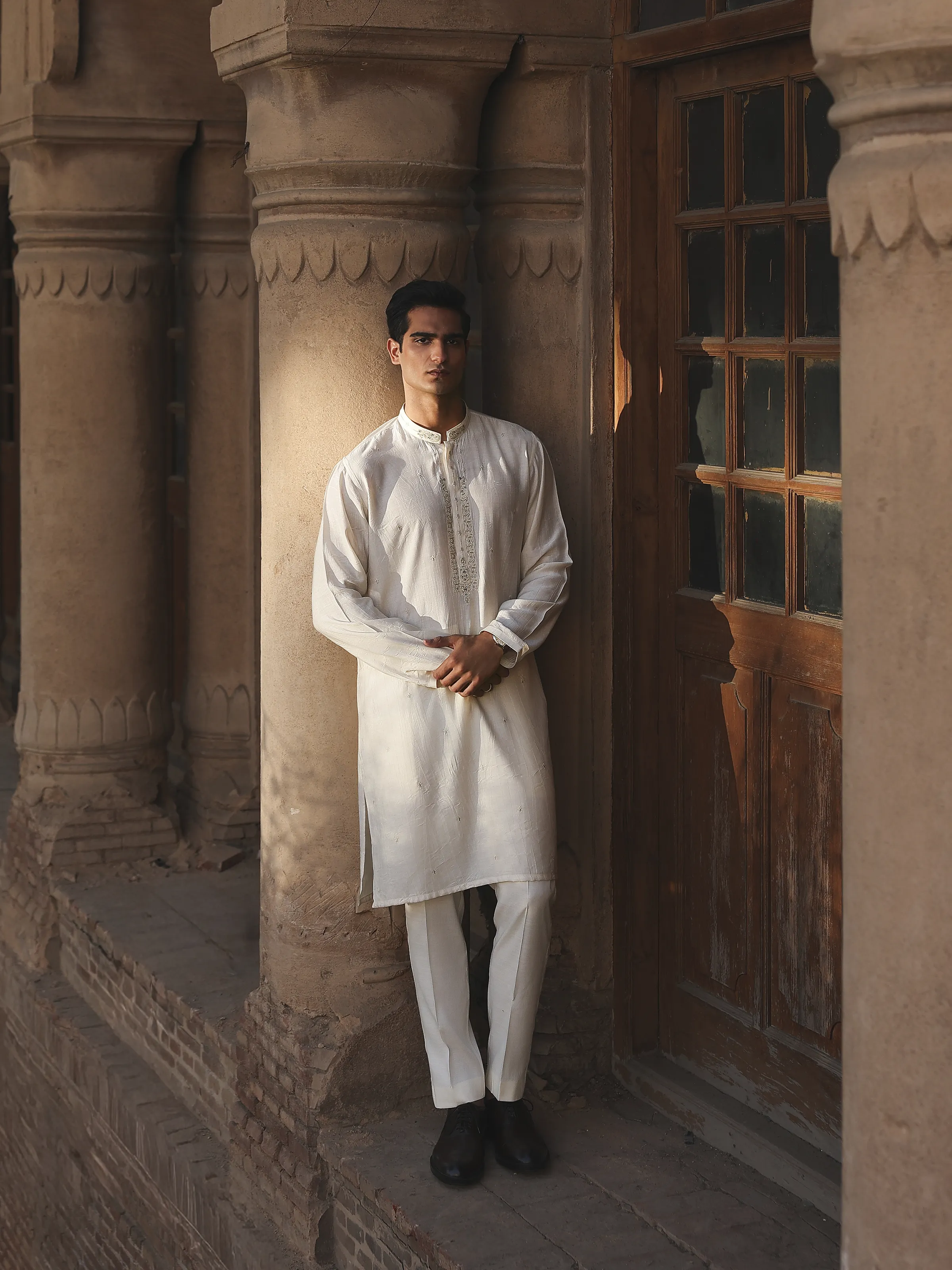 Men's Cream Kurta - EMTKC5-156