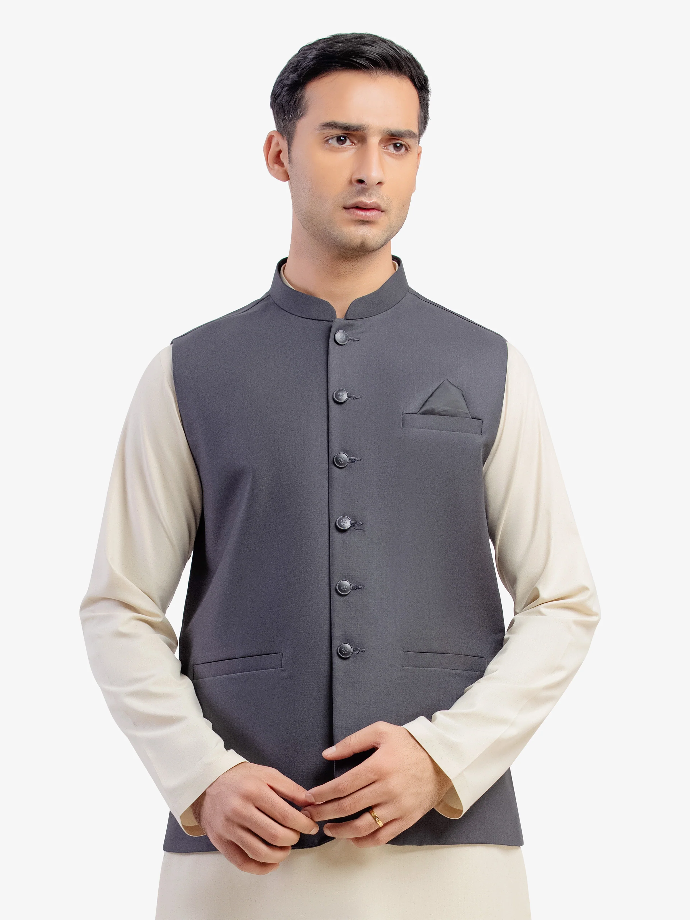 Men's Dark Grey Waist Coat - EMTWCP5-35970