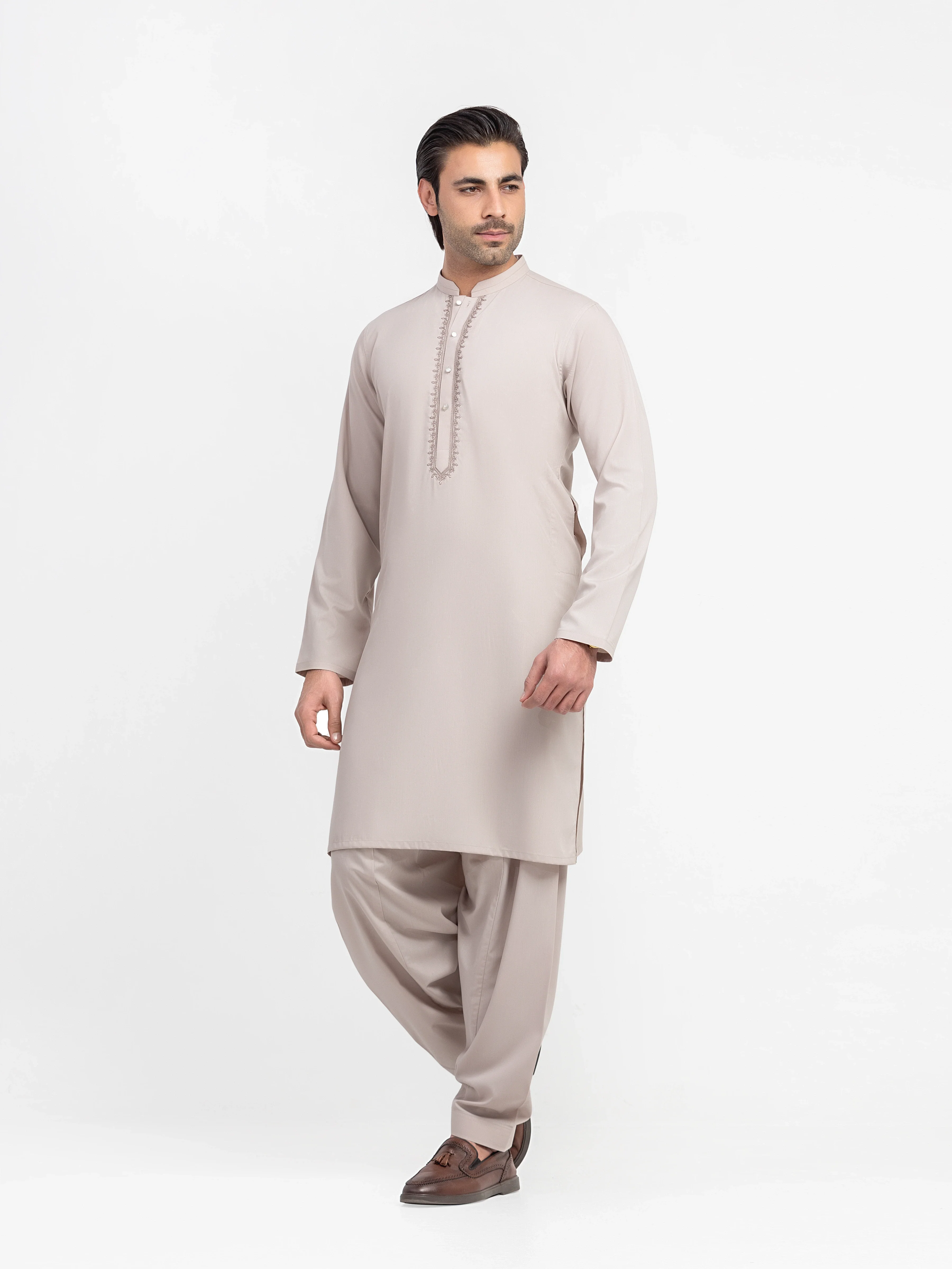 Men's Light Coffee Shalwar Kameez - EMTKS5-41230