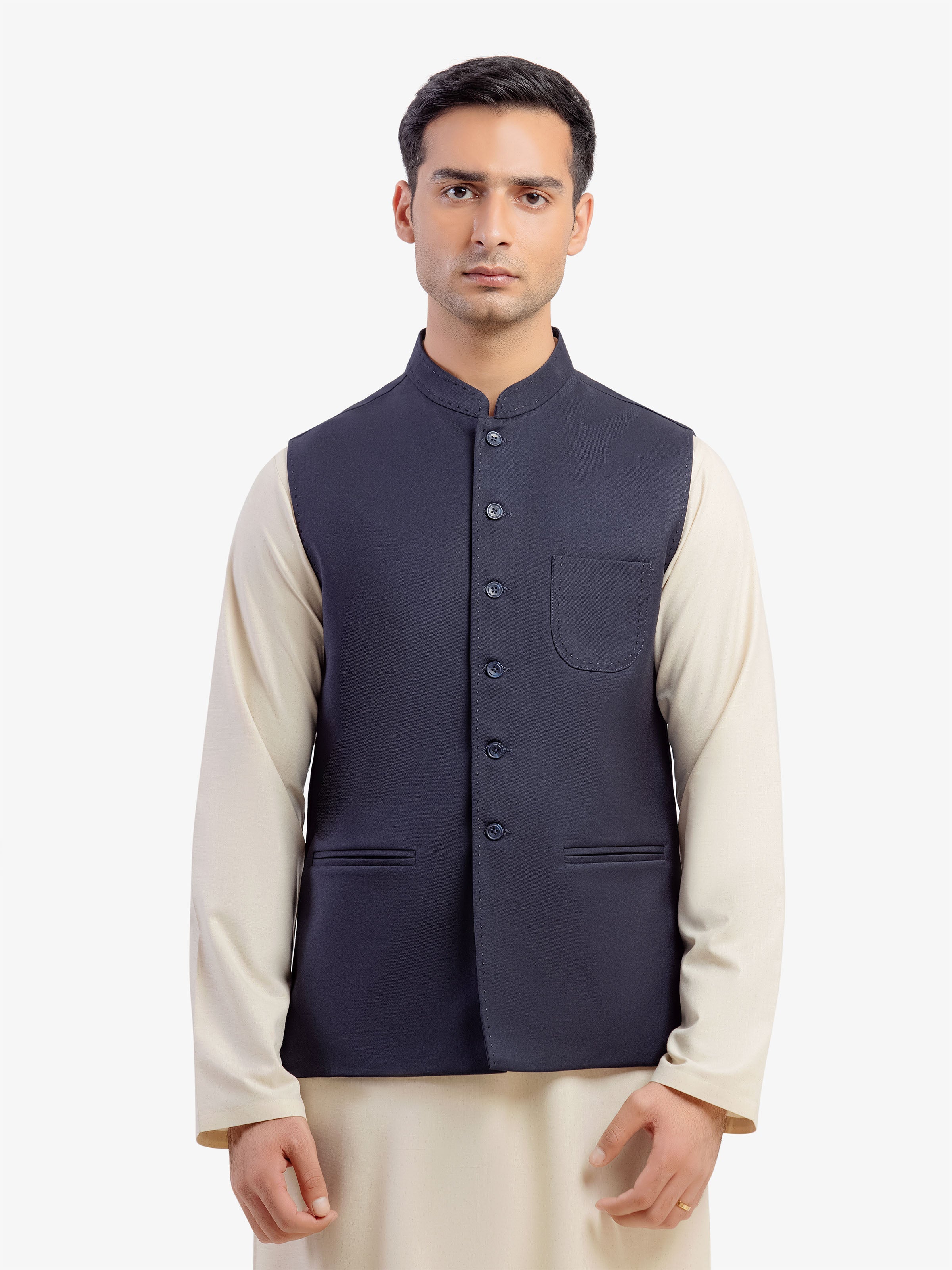 Men's Navy Blue Waist Coat - EMTWC5-35941