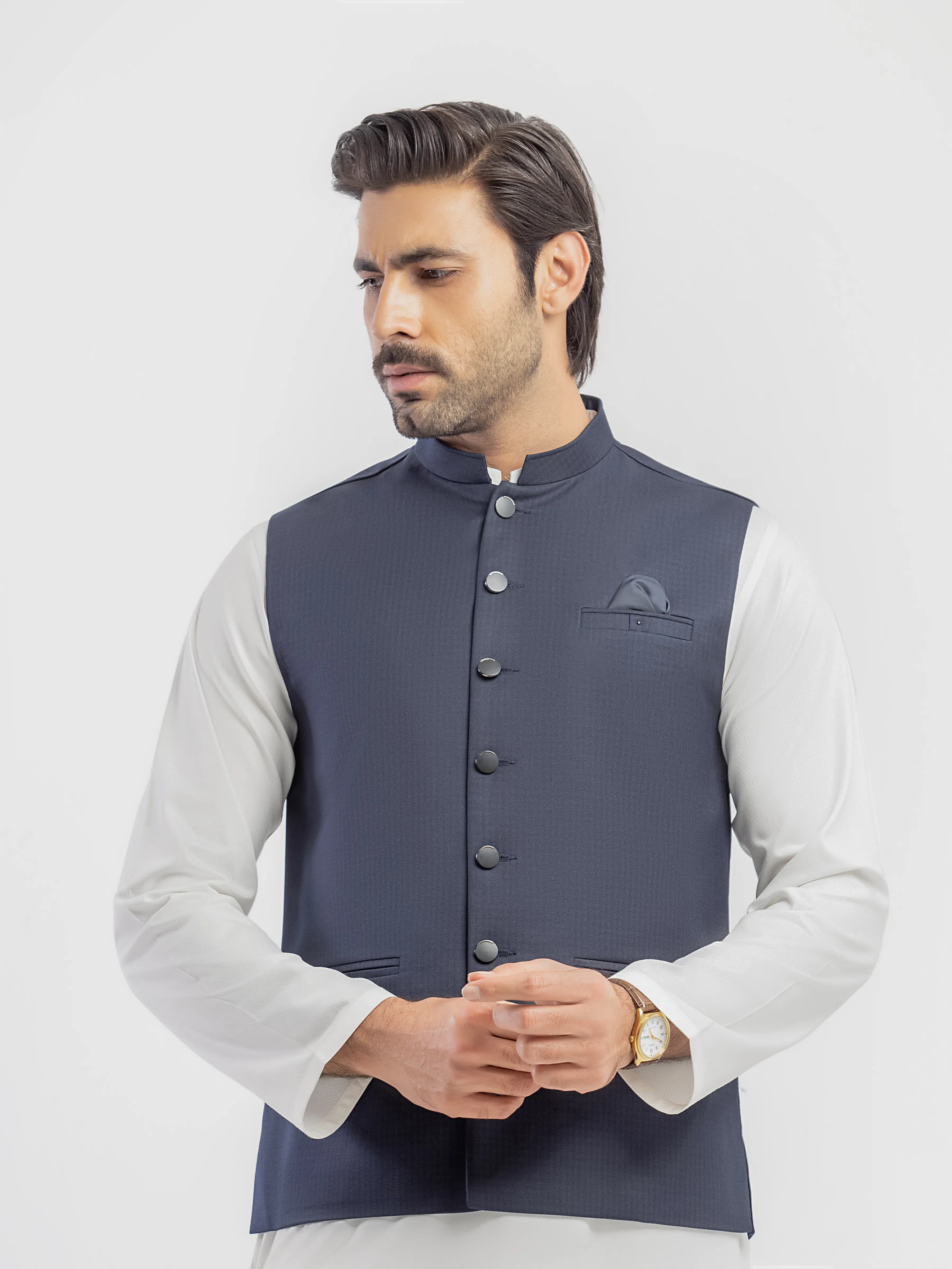 Men's Navy Blue Waist Coat - EMTWCP5-35999
