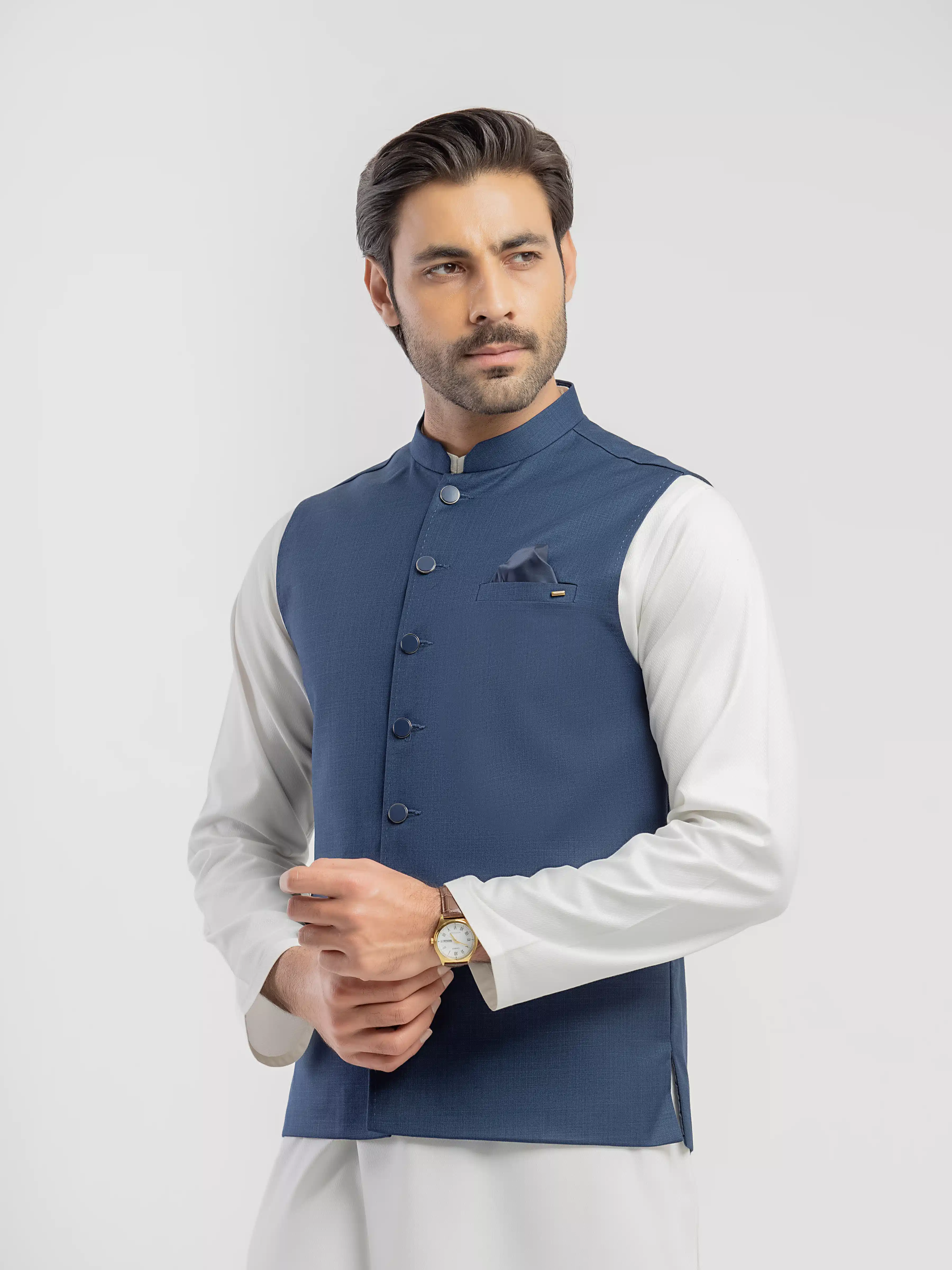 Men's Navy Blue Waist Coat - EMTWCP5-36000