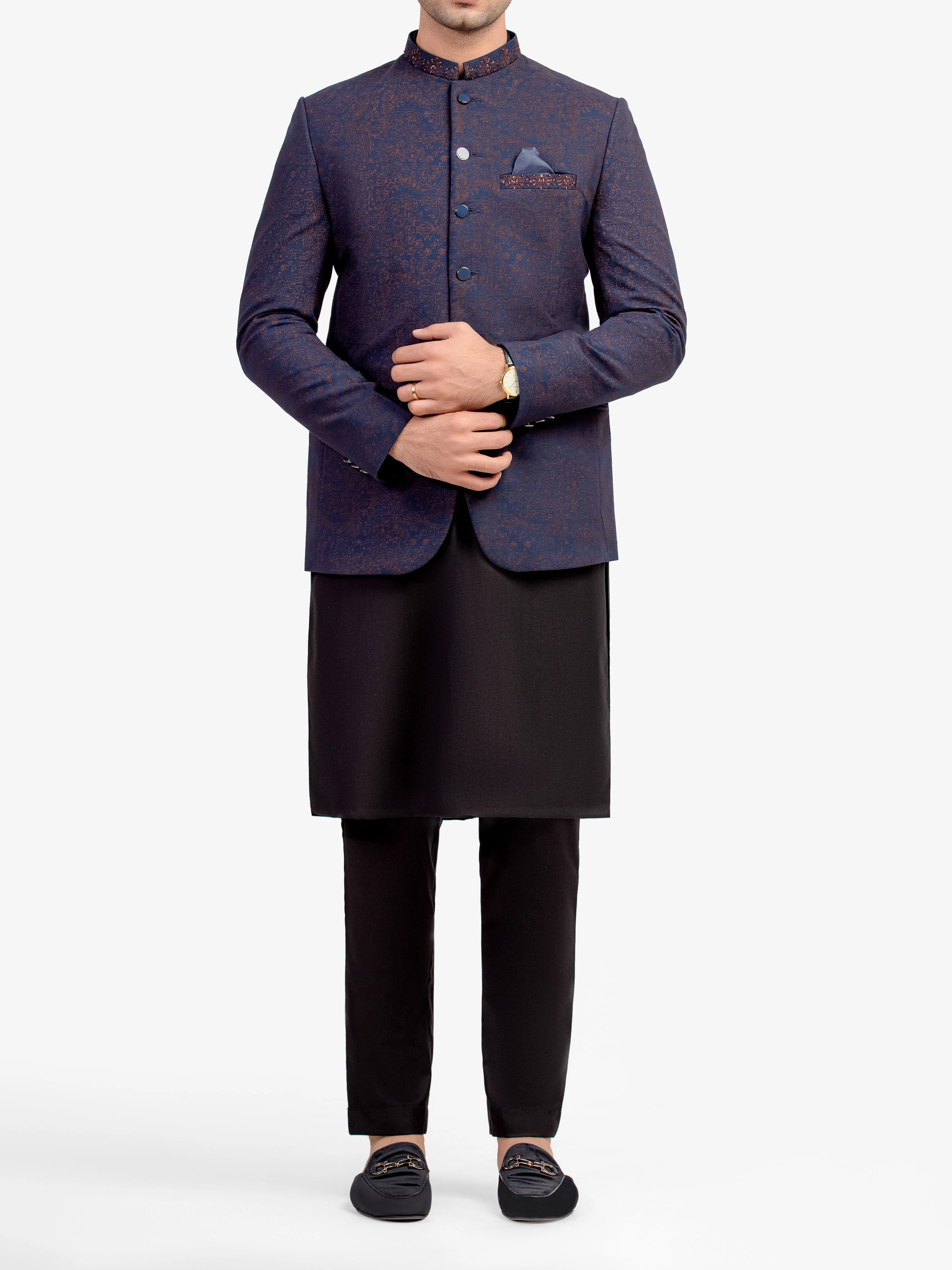 Men's Navy Prince Coat - EMTPC24-032