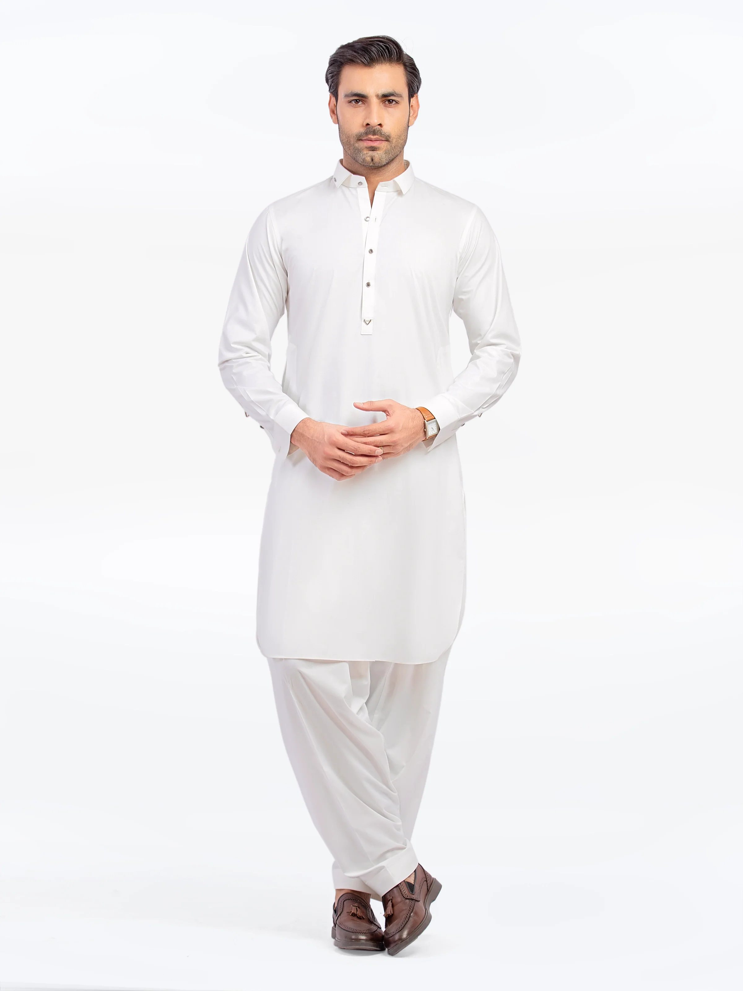 Men's Off White Shalwar Kameez - EMTKST5-99571