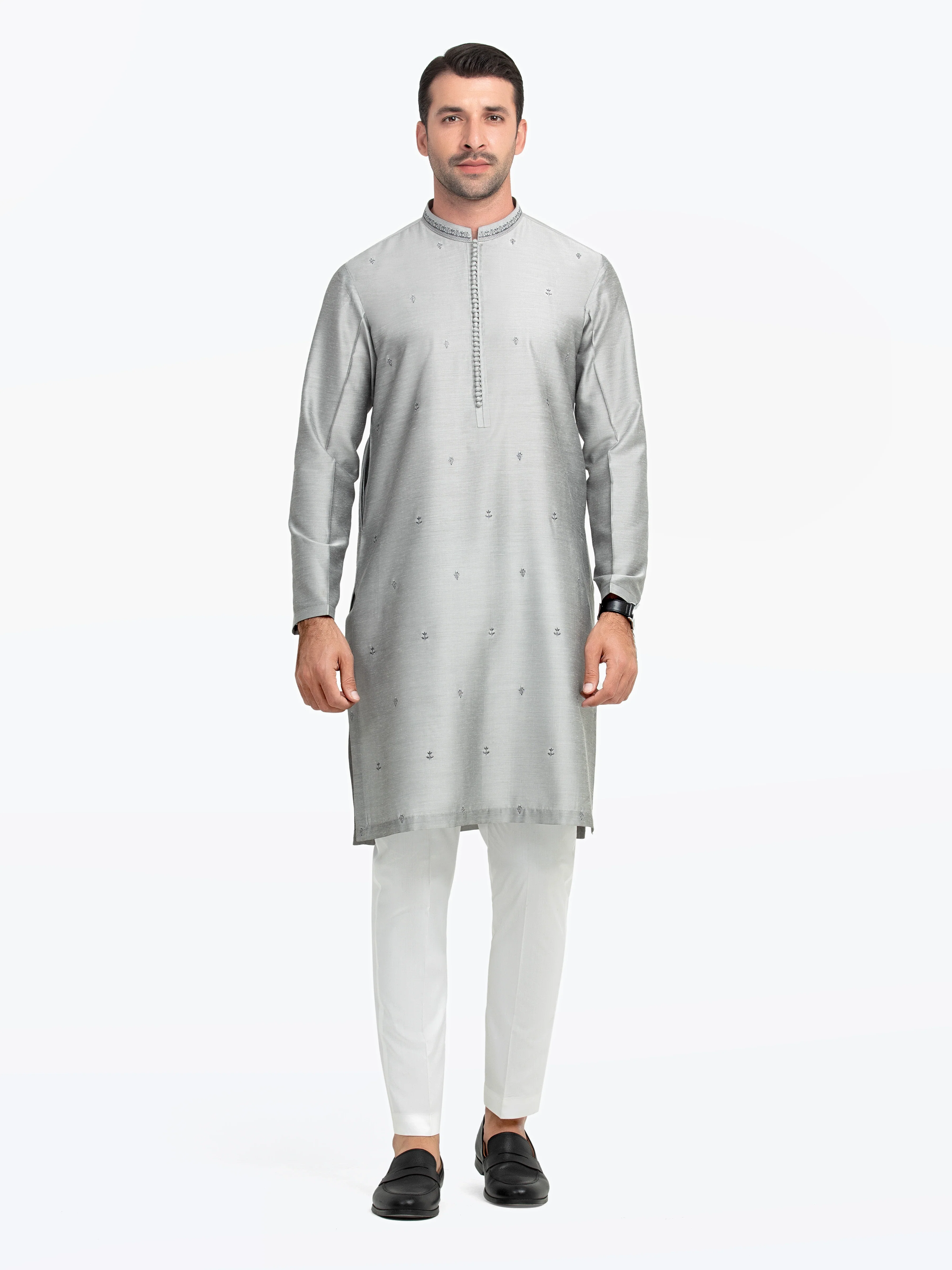 Men's Silver Grey Kurta - EMTKC5-147