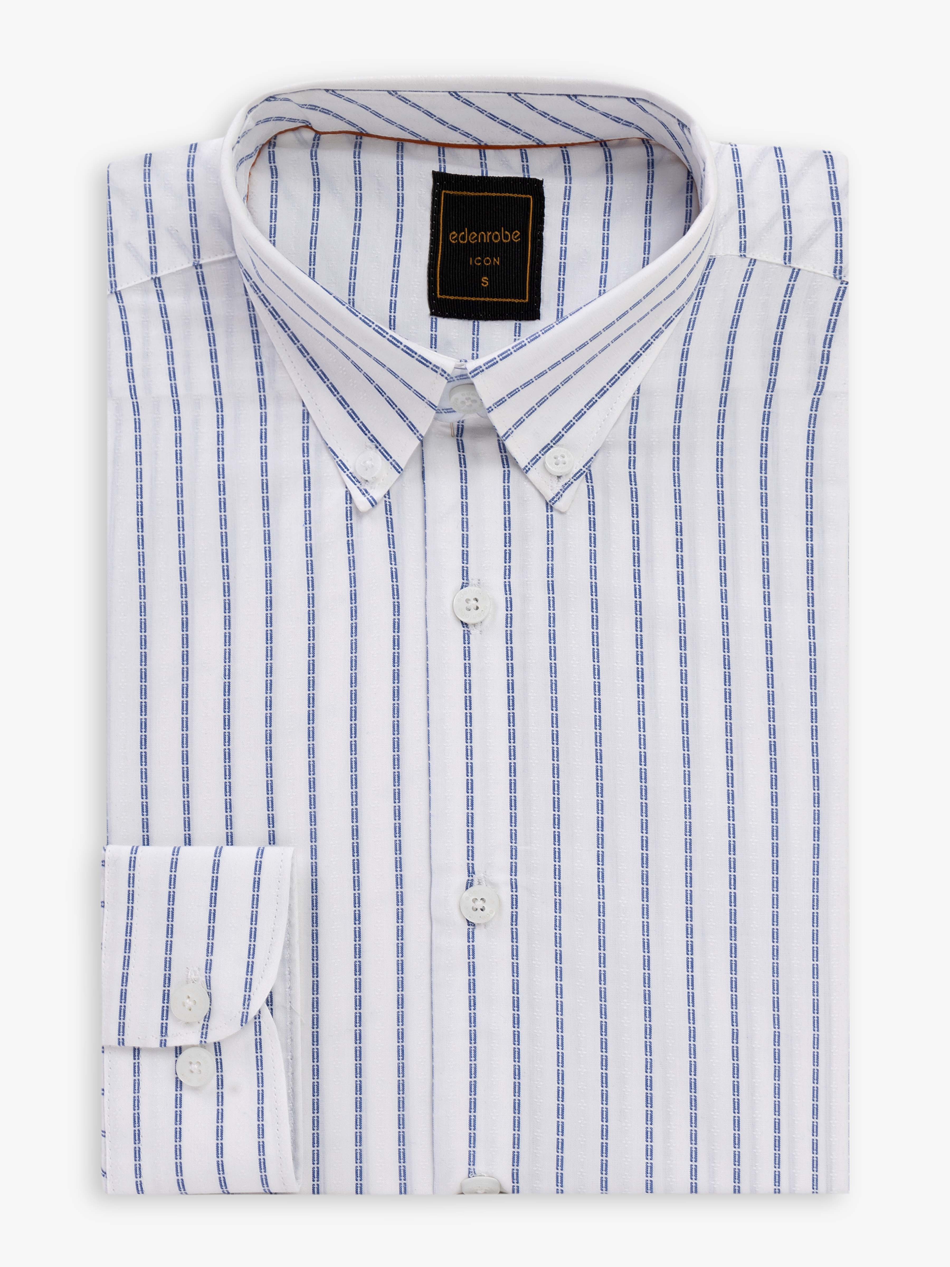 Men's White & Blue Shirt - EMTSI5-50805