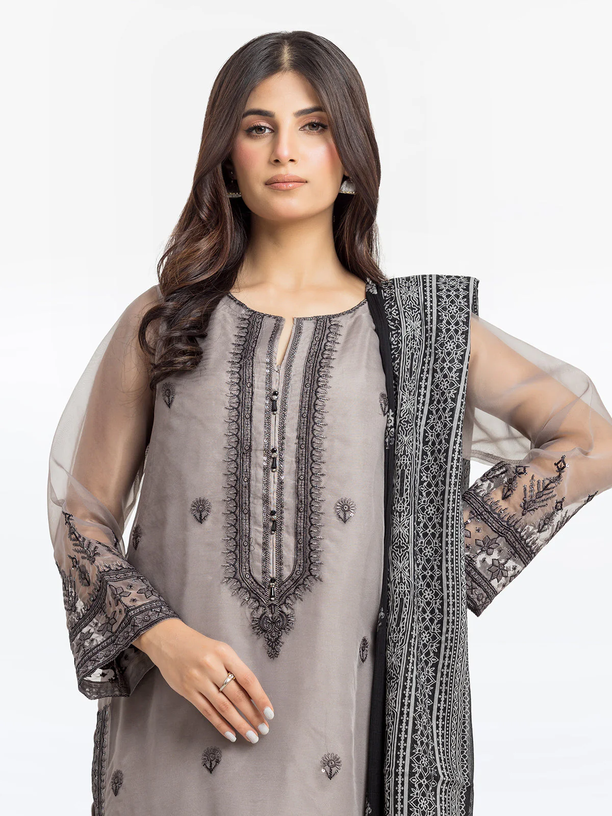 Pret Embroidered Organza Shirt Dupatta - EWTKE22-68229SD - Image 2