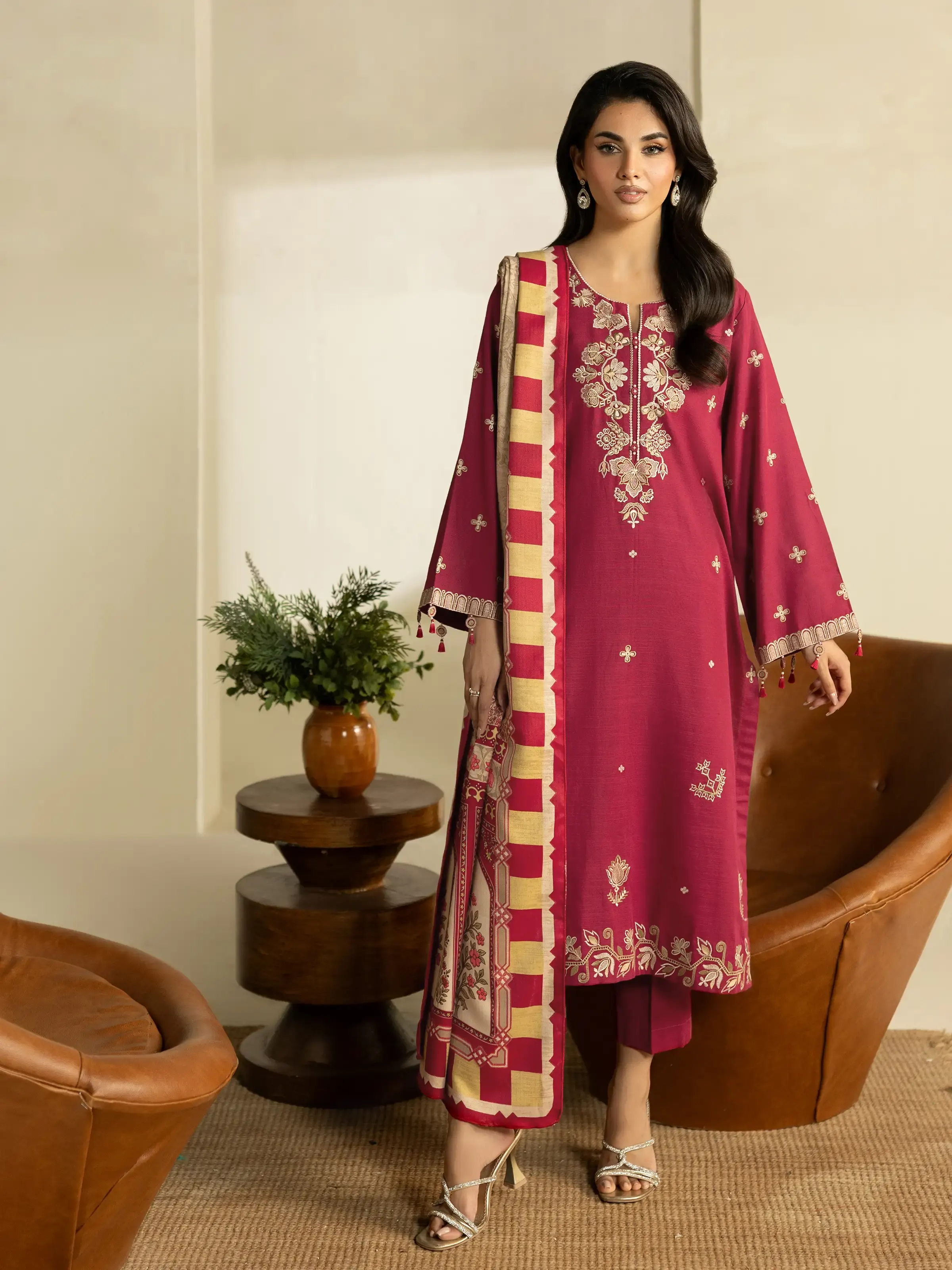 Pret Embroidered Khaddar Suit - EWTKED5-84012-3P