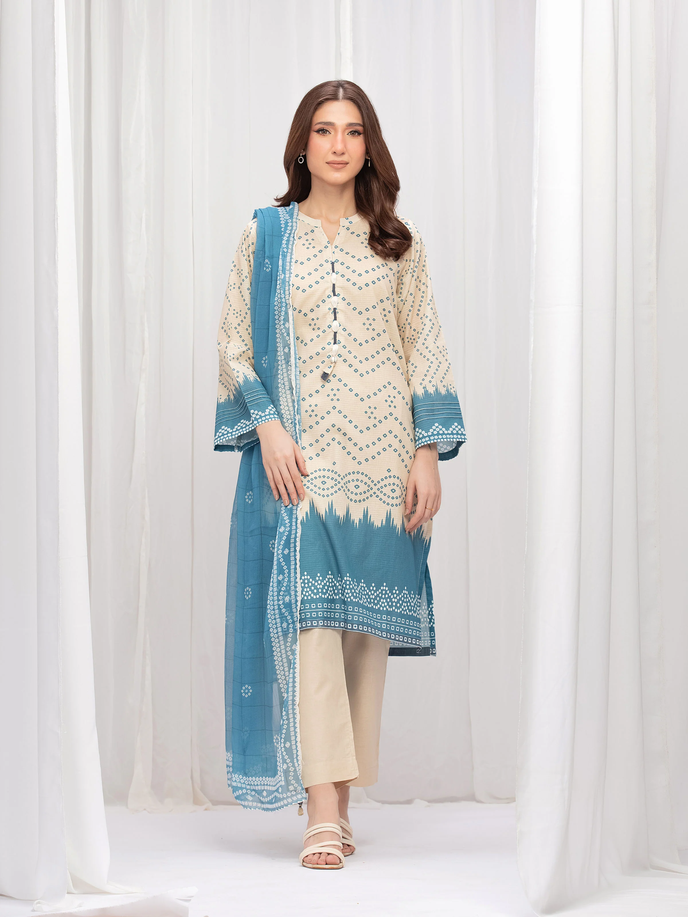 Pret Printed Lawn Slub Suit - EWTKP5-81743-3P