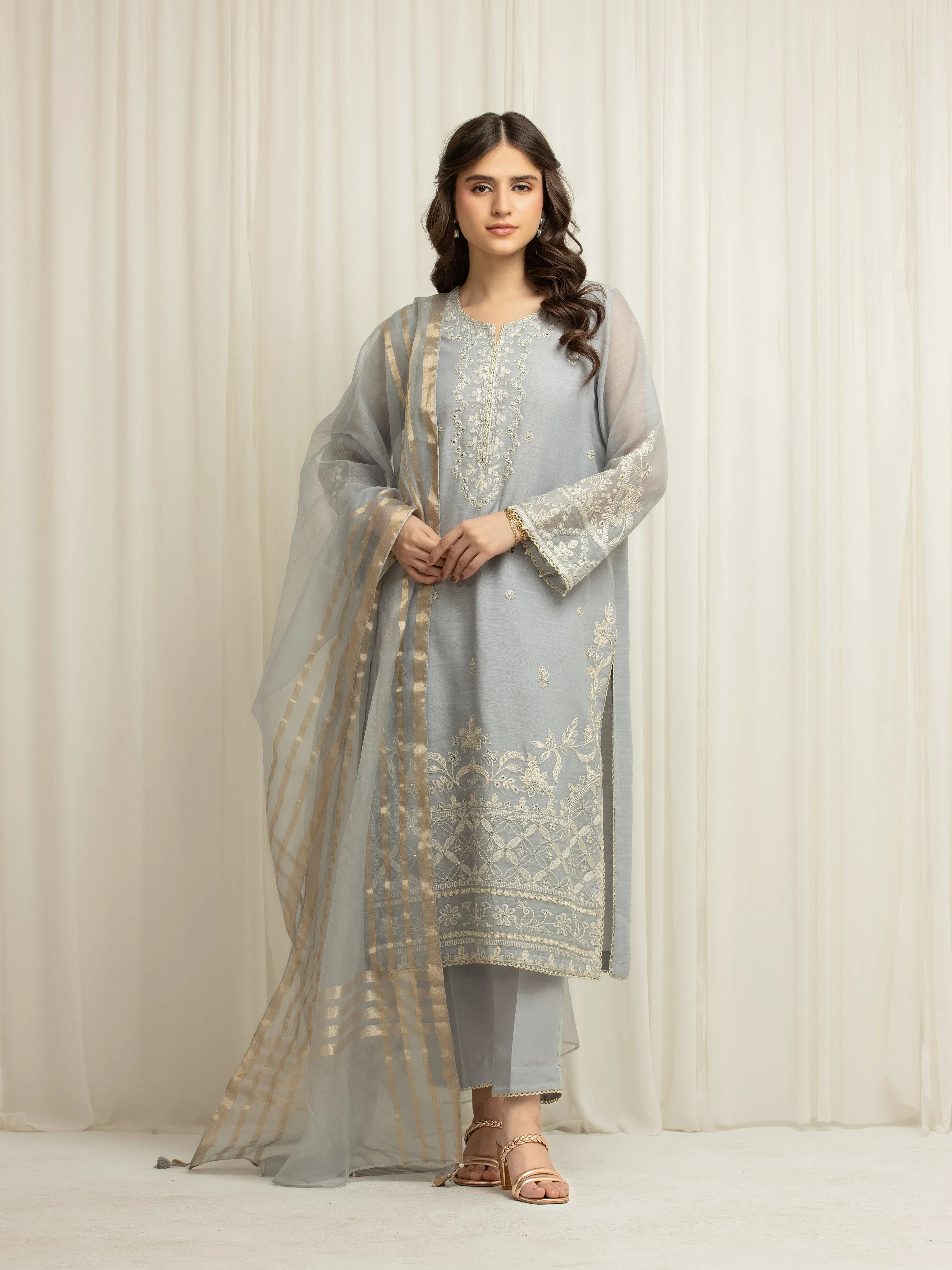 Pret Embroidered Chanderi Suit - EWTKED5-84107-3P - Image 2