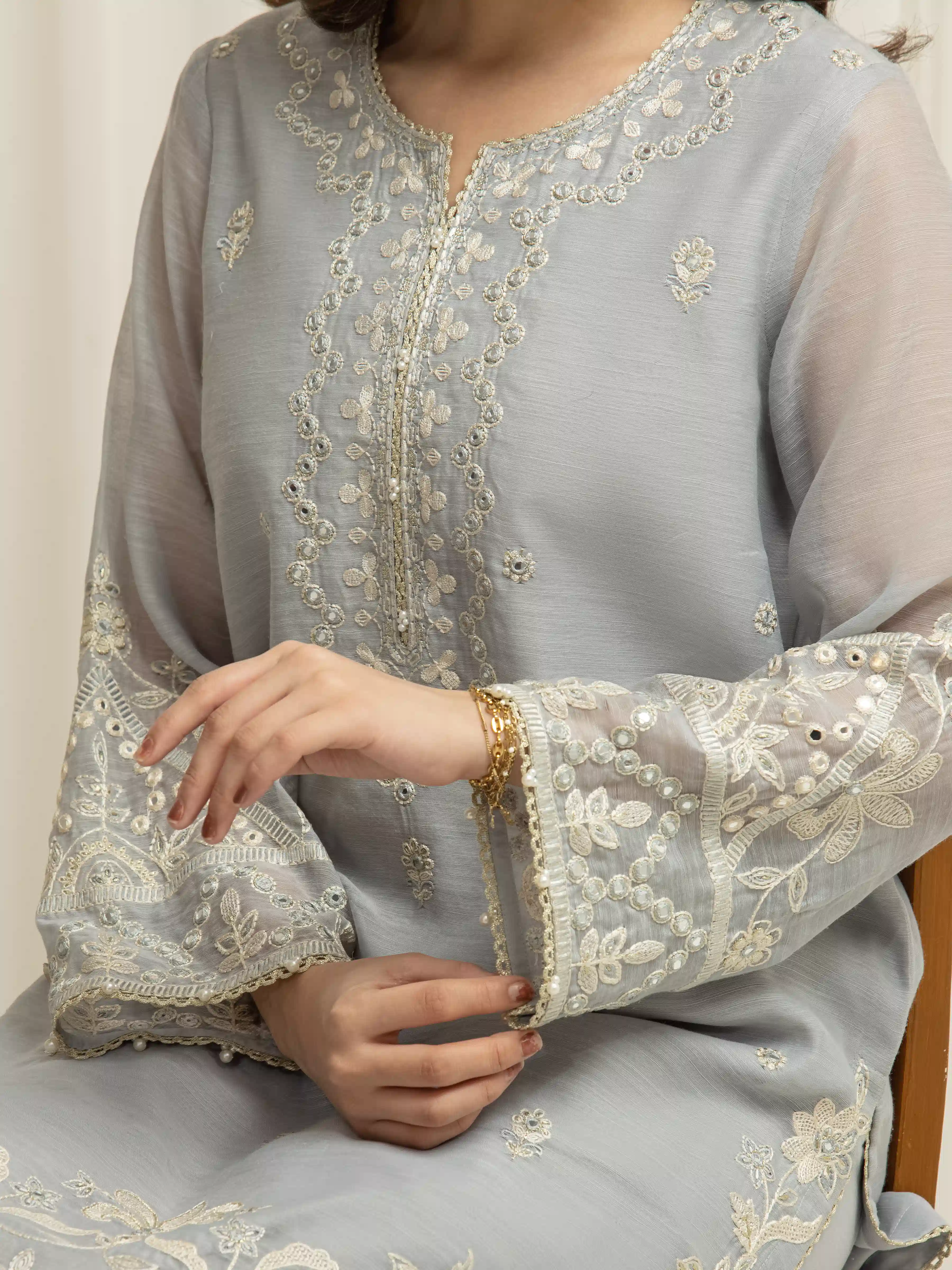 Pret Embroidered Chanderi Suit - EWTKED5-84107-3P - Image 4