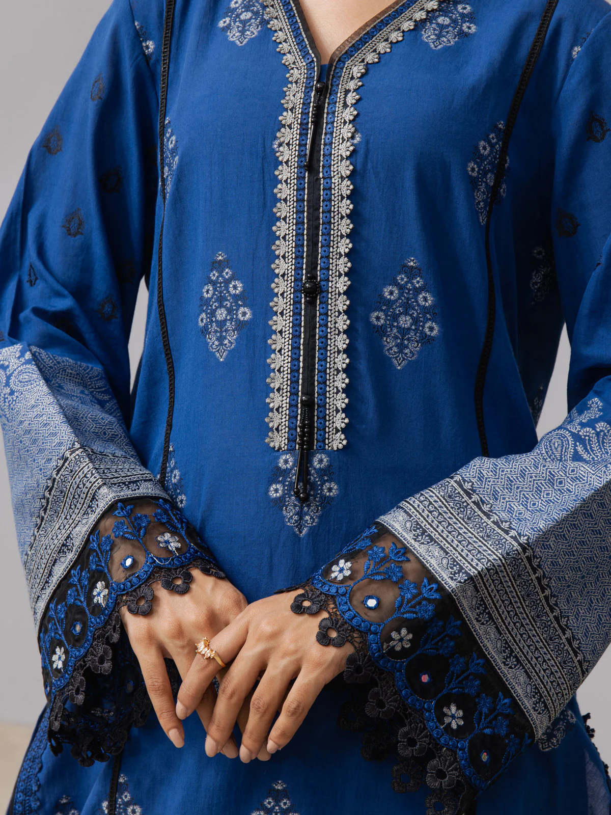 Unstitched Embroidered Jacquard Shirt Dupatta - EWU24V3-26622SD - Image 2