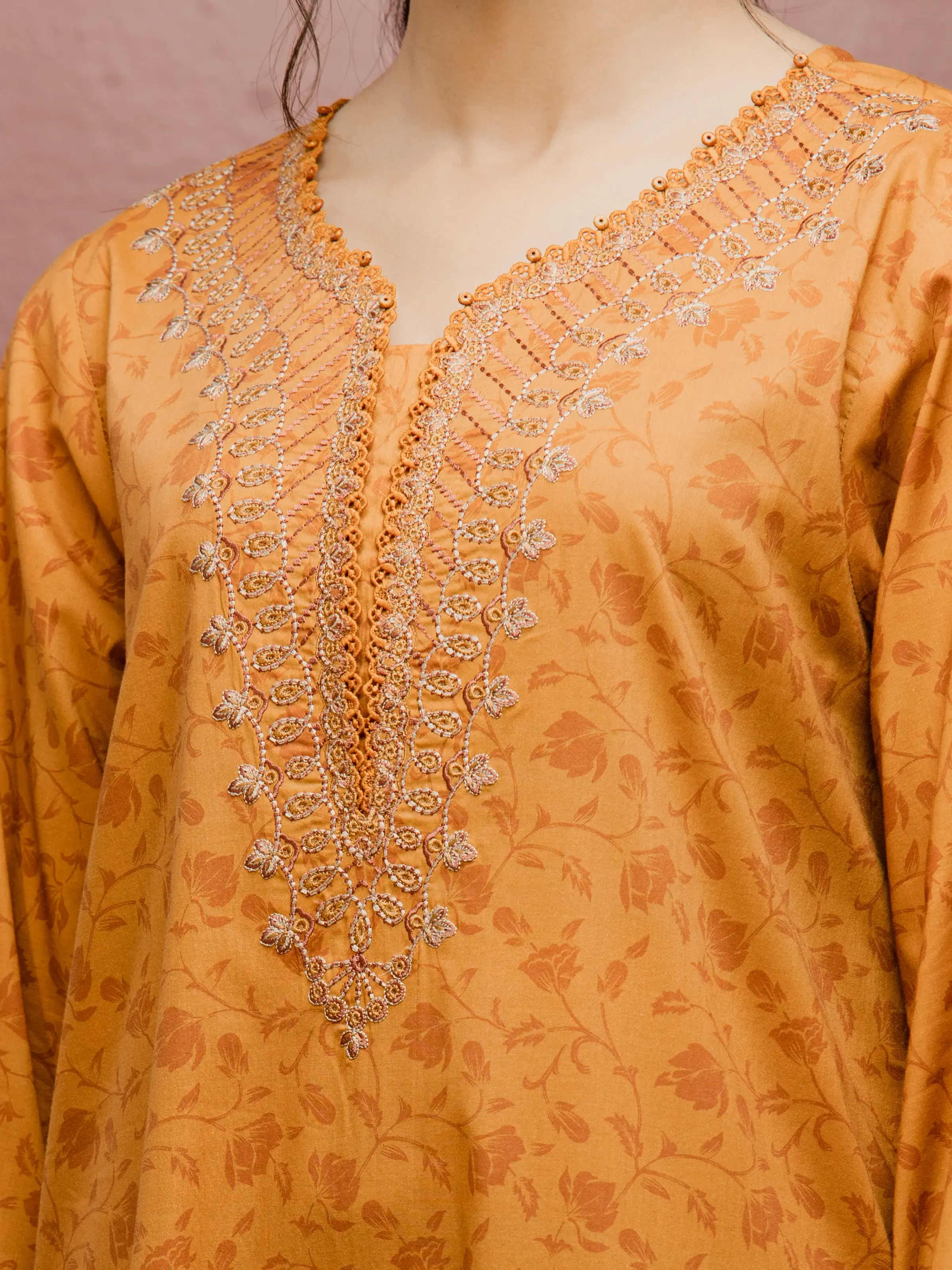 Unstitched Embroidered Cambric Shirt Trouser - EWU5V2-31056ST - Image 2