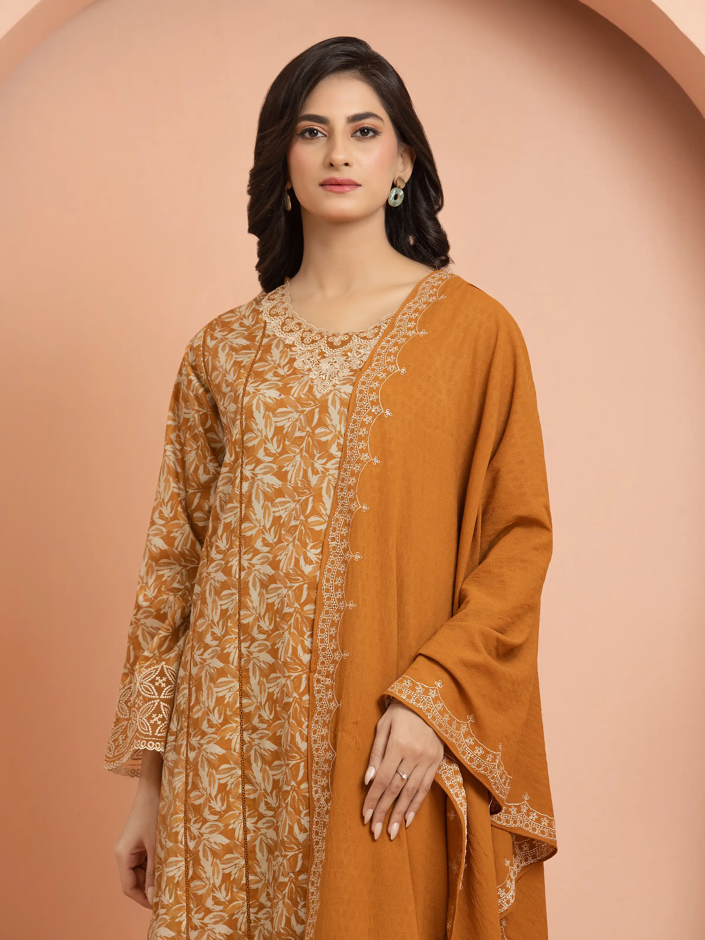 Unstitched Embroidered Khaddar Shirt Trouser - EWU24V11-30198ST
