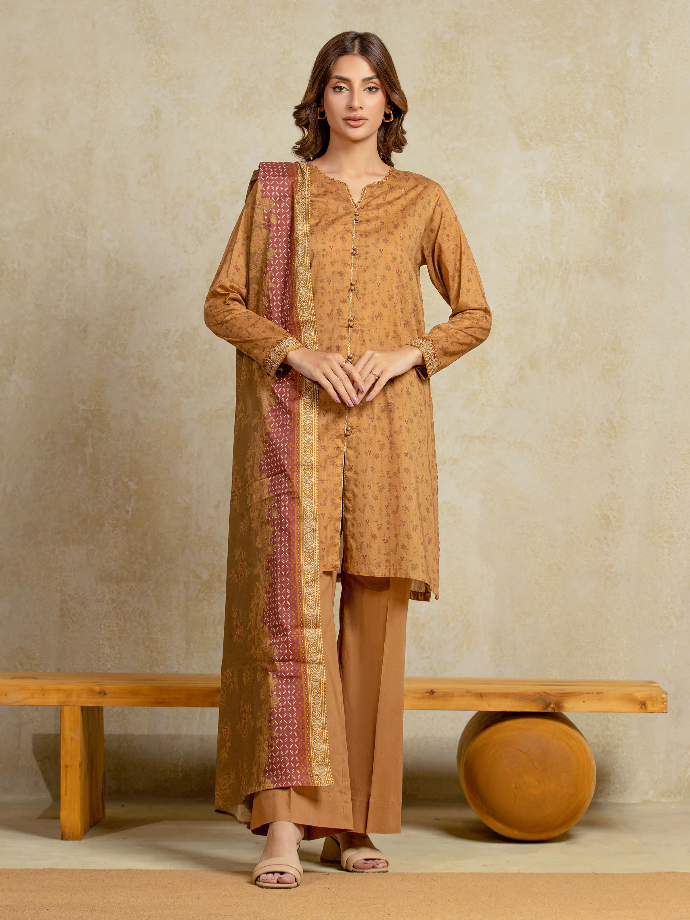 Unstitched Printed Khaddar Suit - EWU5A3-35969-3P