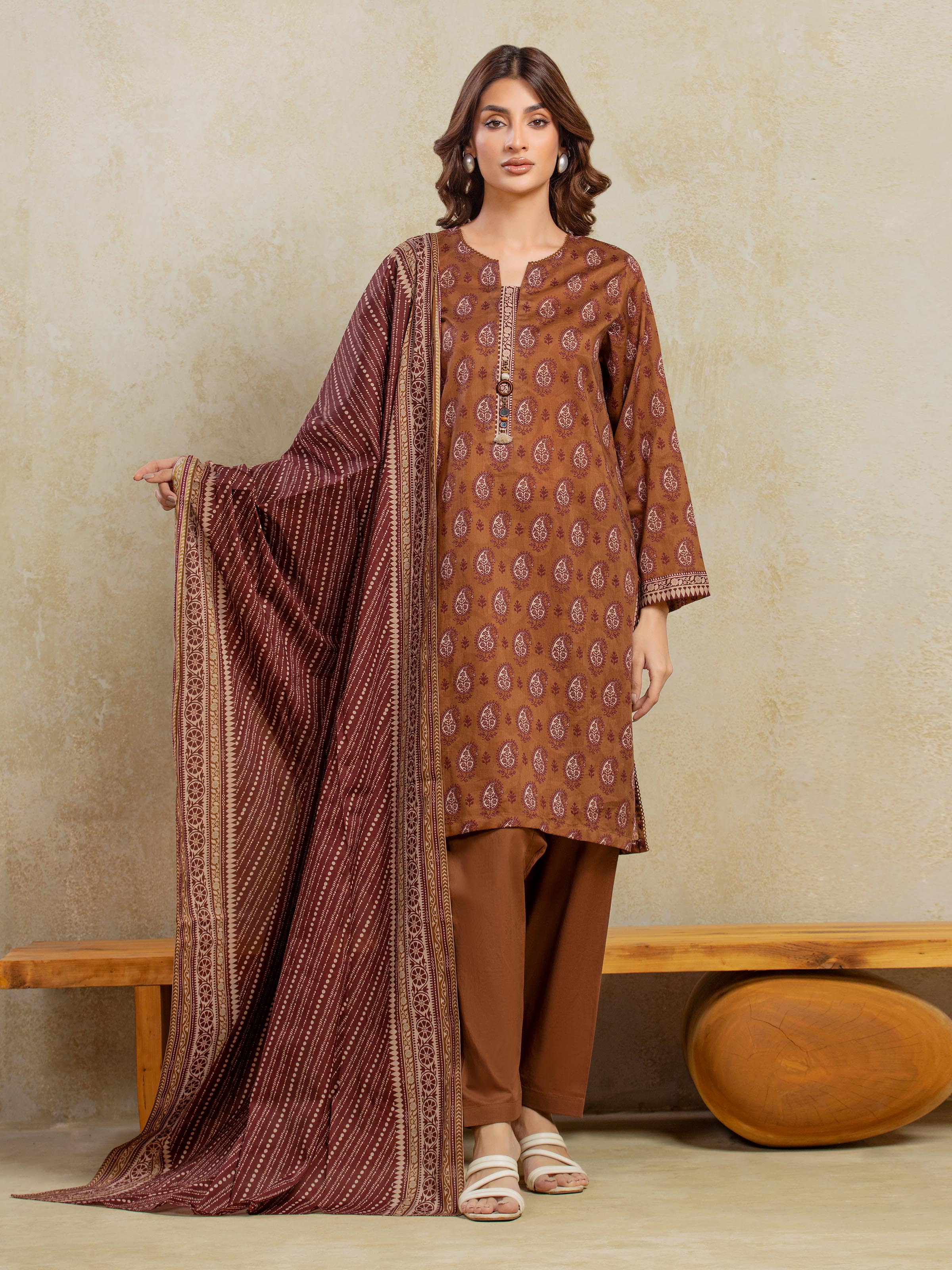 Unstitched Printed Khaddar Suit - EWU5A3-35976-3P