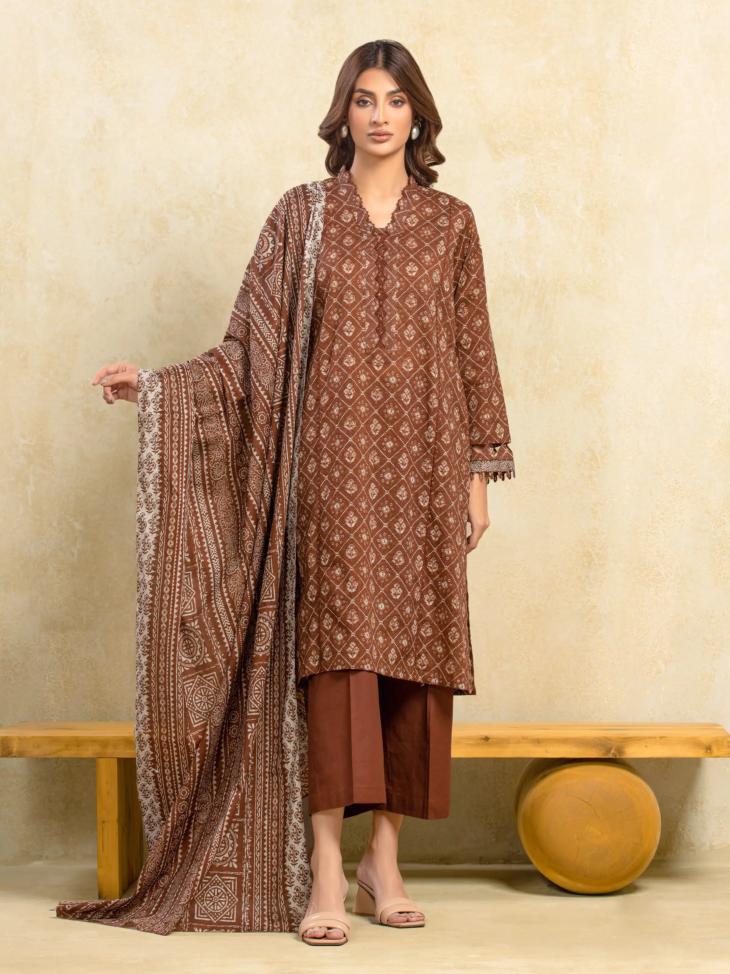 Unstitched Printed Khaddar Suit - EWU5A3-35981-3P