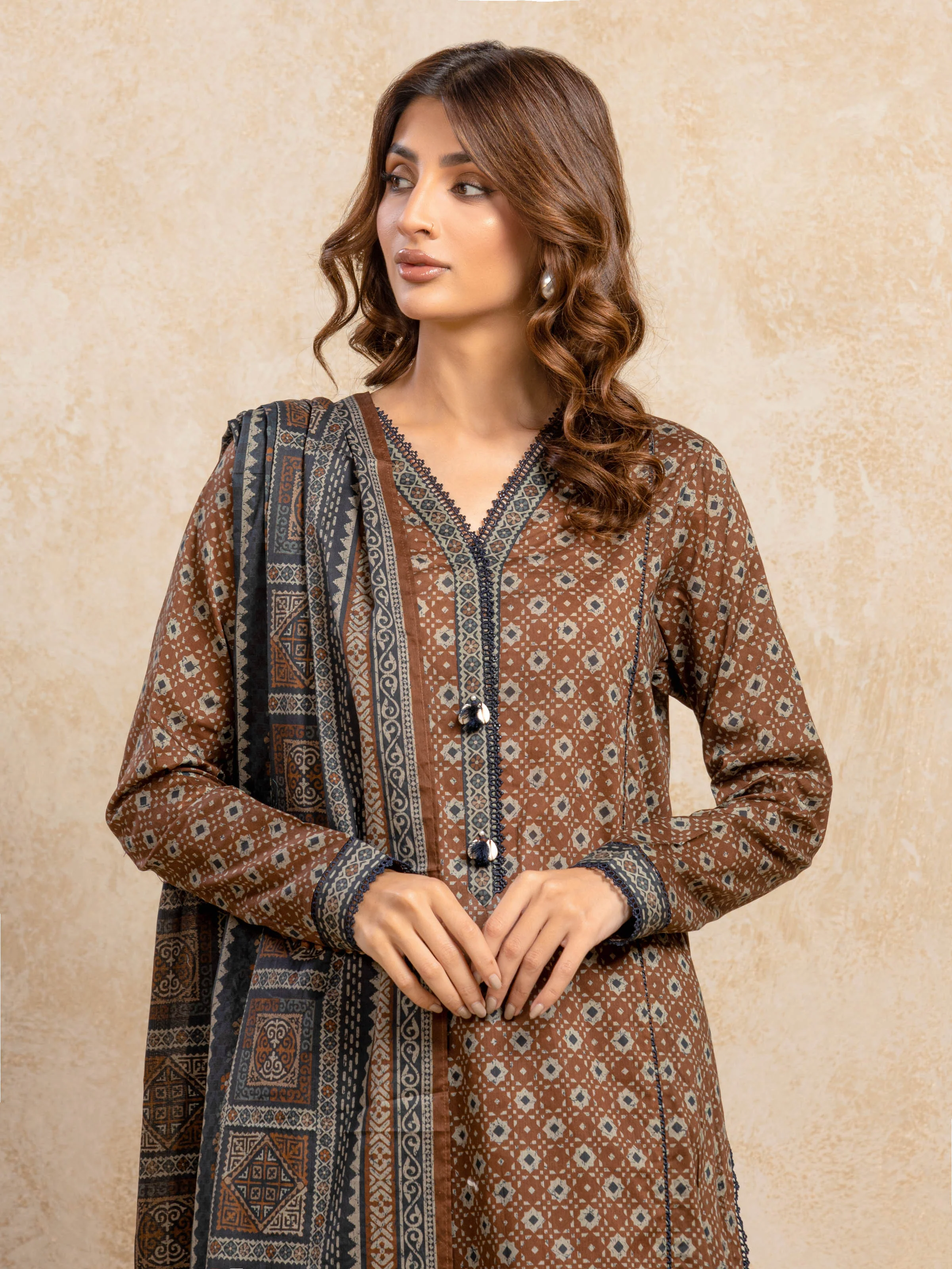 Unstitched Printed Khaddar Suit - EWU5A3-35980-3P - Image 2
