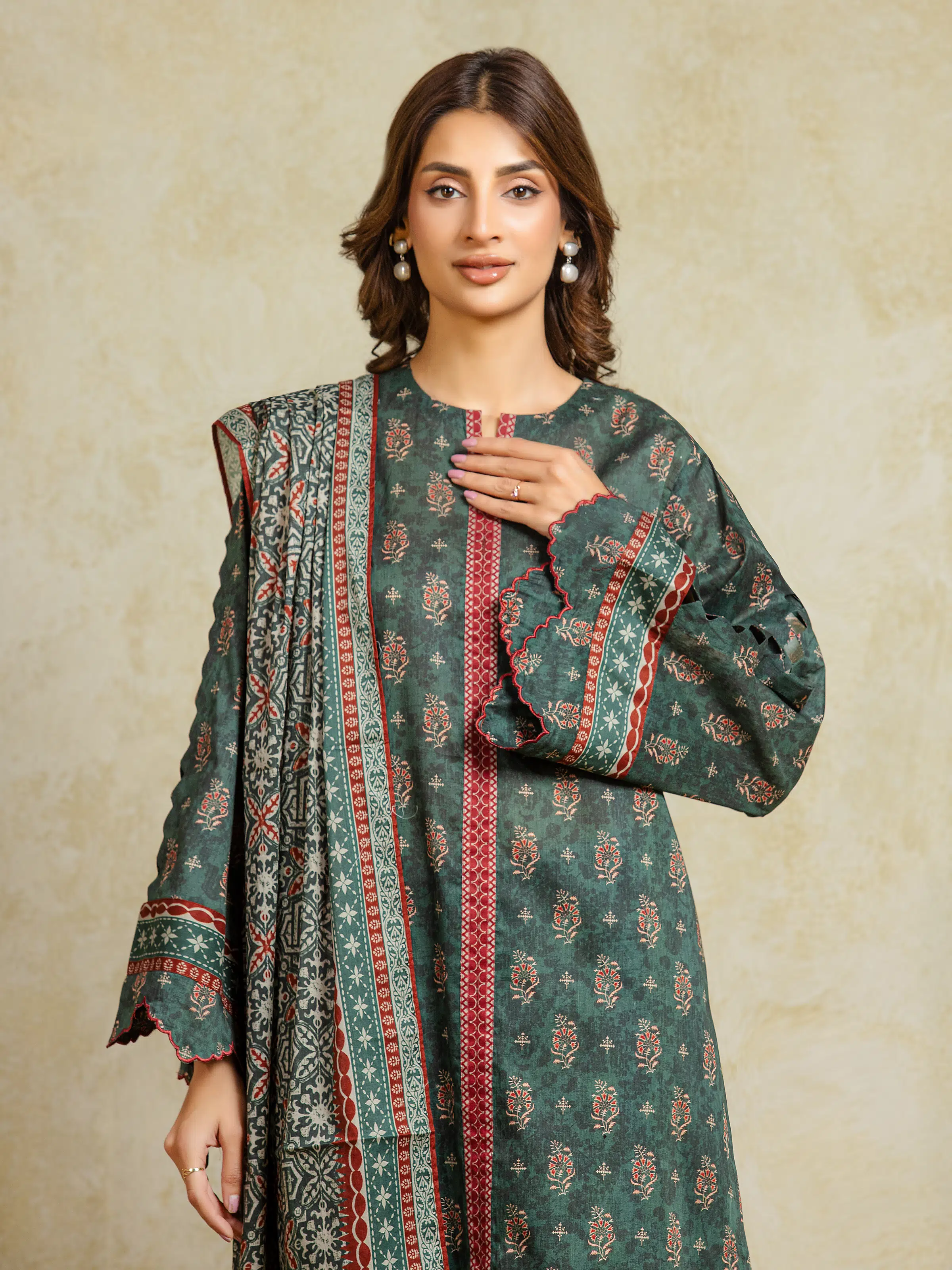 Unstitched Printed Khaddar Suit - EWU5A3-35937-3P - Image 2