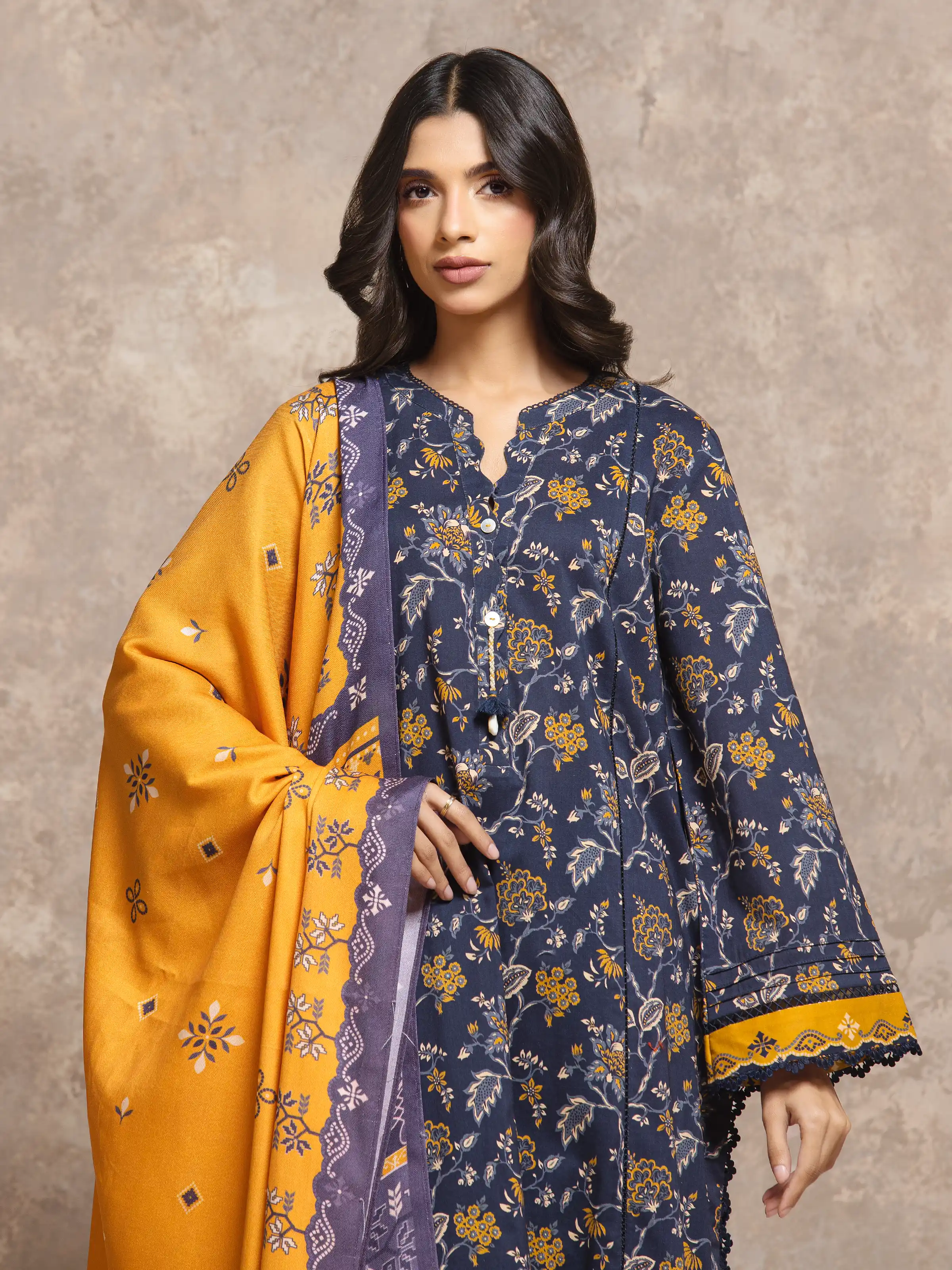 Unstitched Printed Khaddar Suit - EWU5M3-038-3P - Image 2