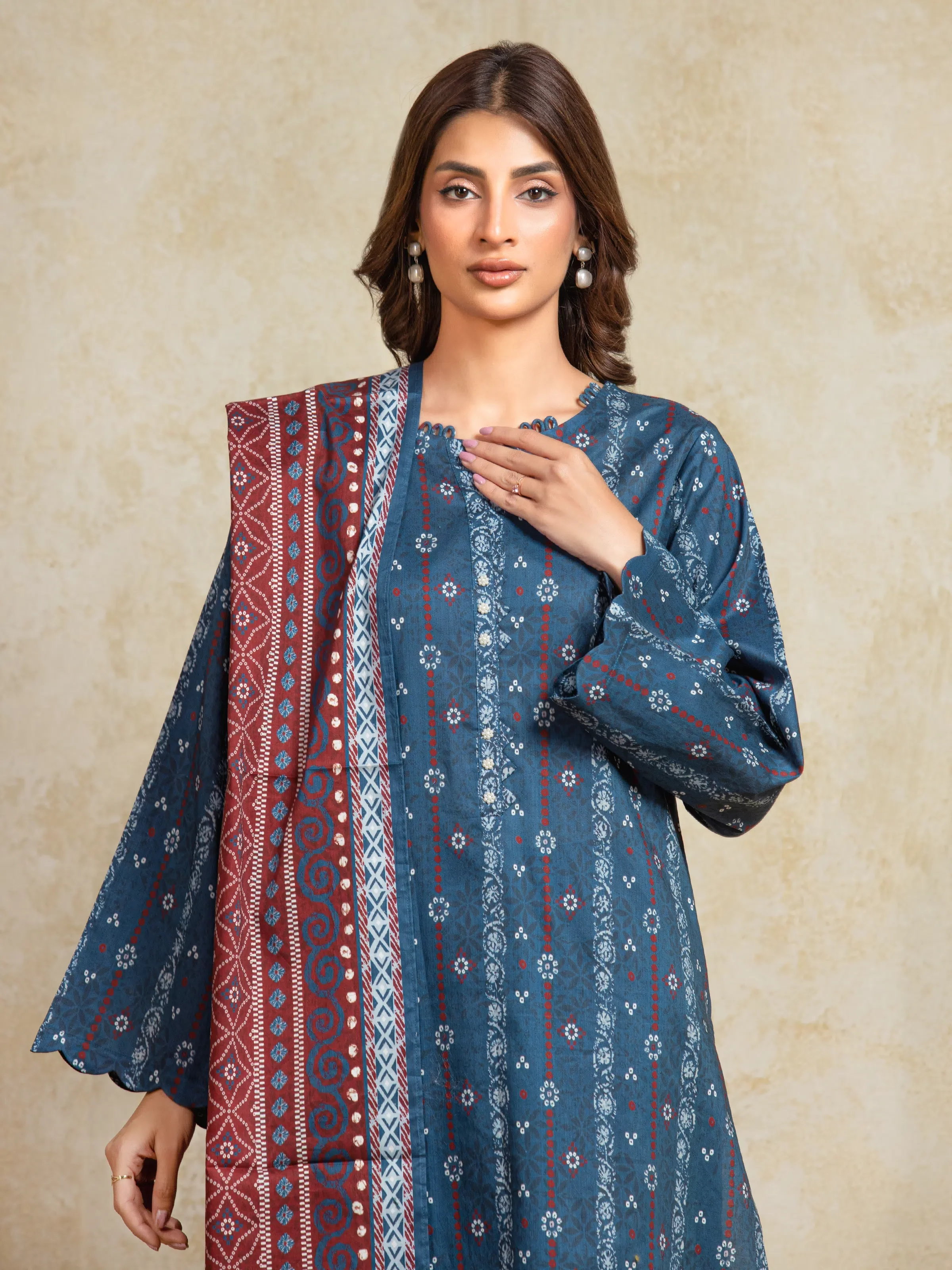 Unstitched Printed Khaddar Suit - EWU5A3-35909-3P - Image 2
