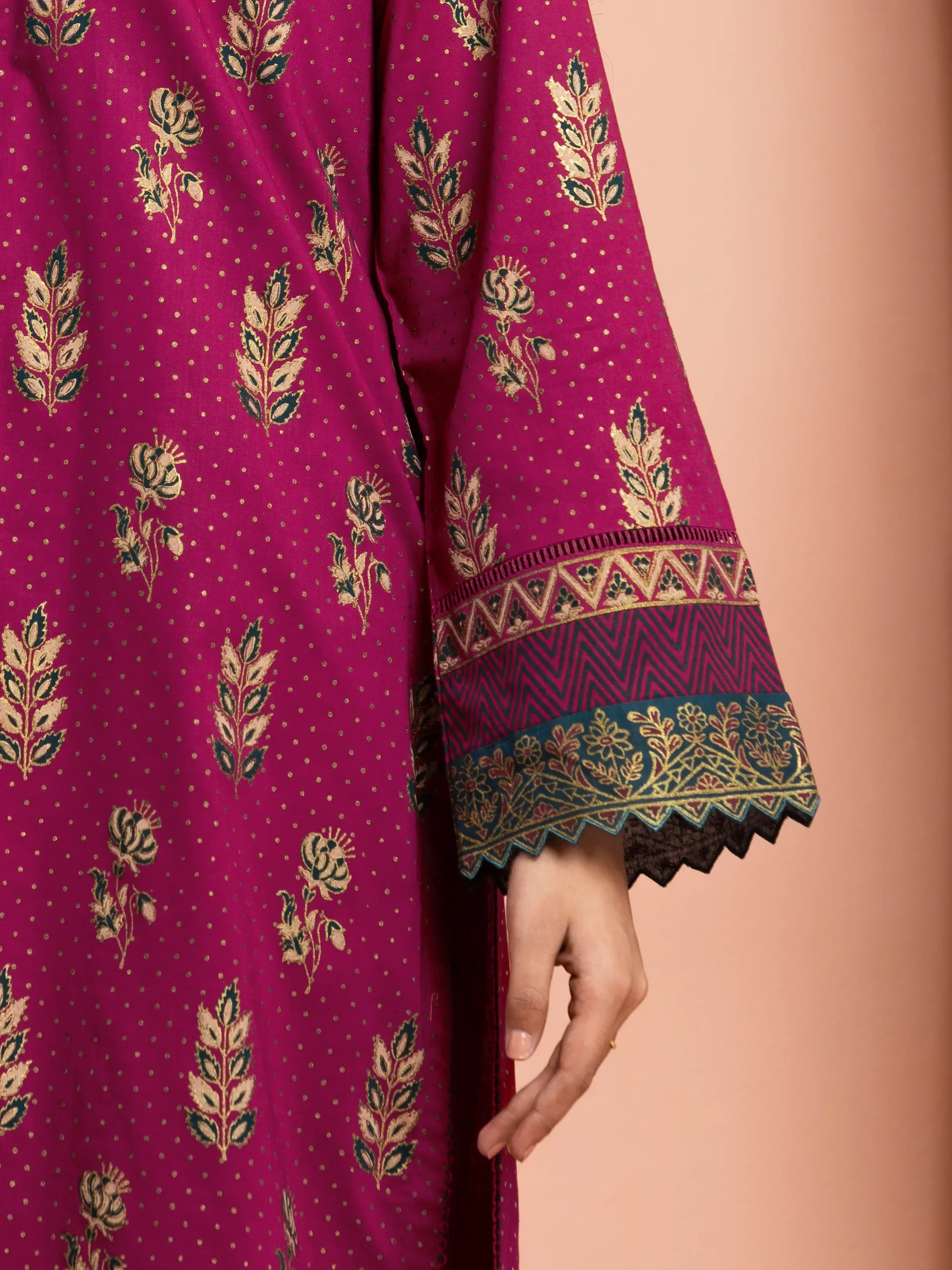 Unstitched Block Print Cambric Shirt Trouser - EWU5M1-012ST - Image 4